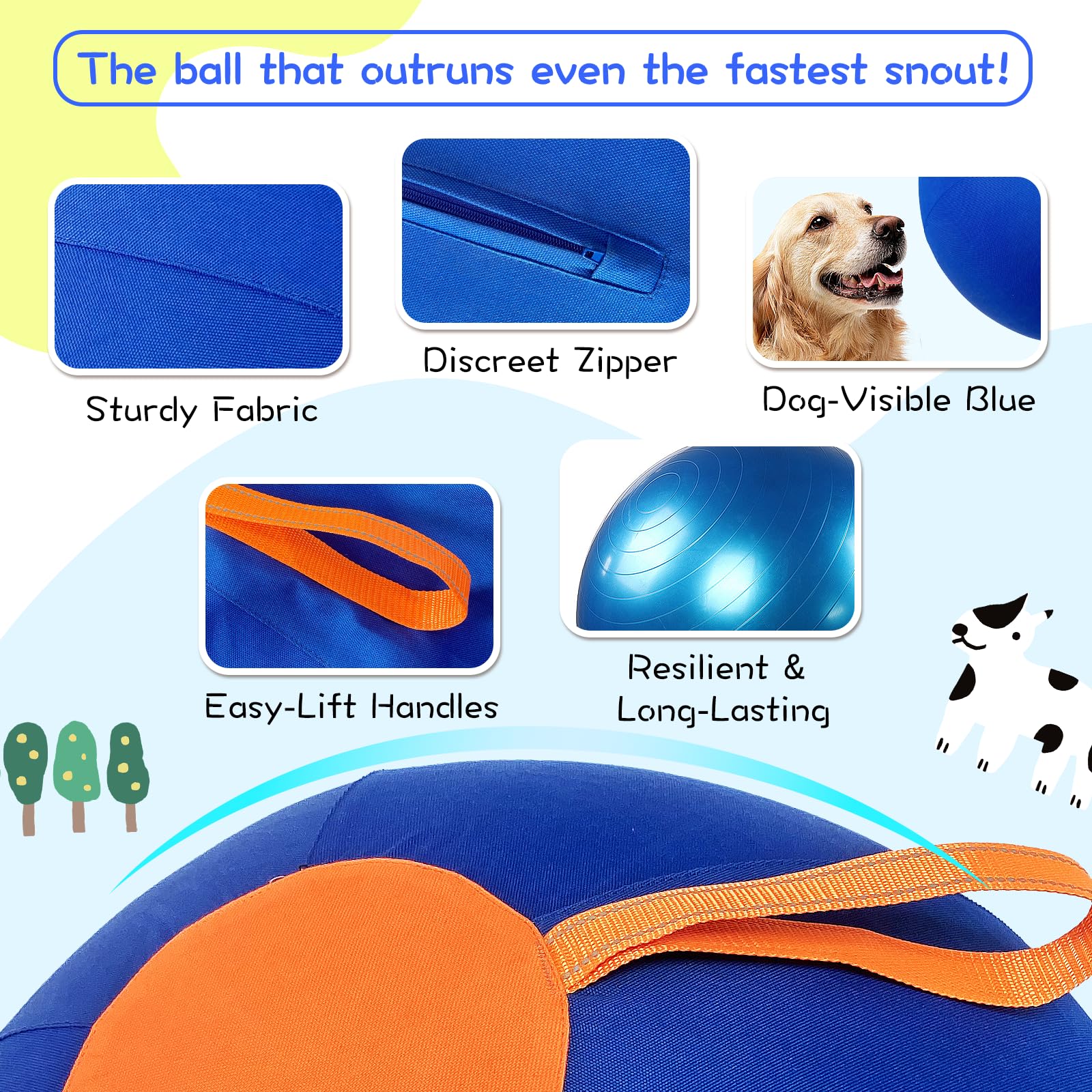 25 Herding Ball for Dogs - Durable Horse Ball Style Dog Toy with Cover - Dog Herding Toy for Outdoor Play, Training & Exercise -