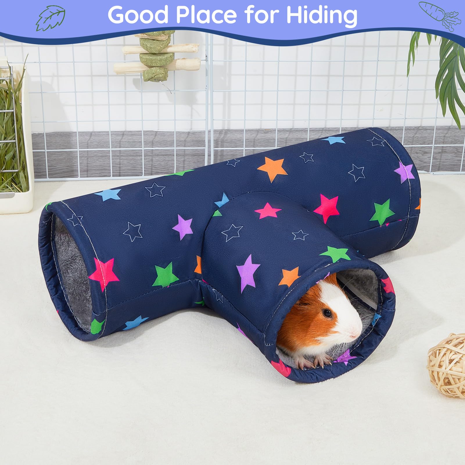Glittme Guinea Pig Tunnel Washable Guinea Pigs Hideout Portable Rabbit Tunnels Soft Ferret Tunnel For Playing Resting Guinea Pig