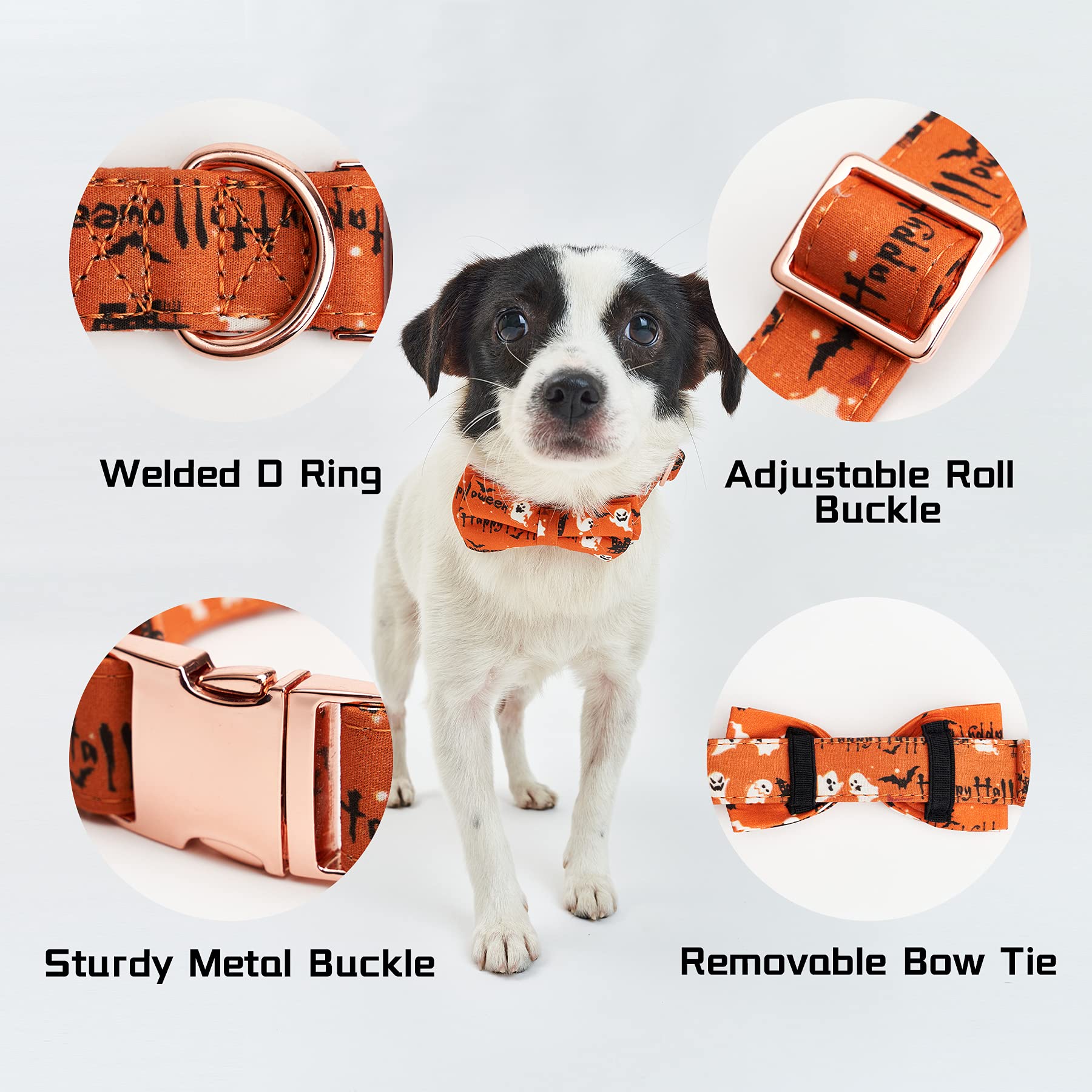 Thankspaw Soft Dog Bow Tie Collar With Classic Stylish Halloween Thanksgiving Christmas Patterns Adjustable Pet Collars For Small Medium Large Dogs