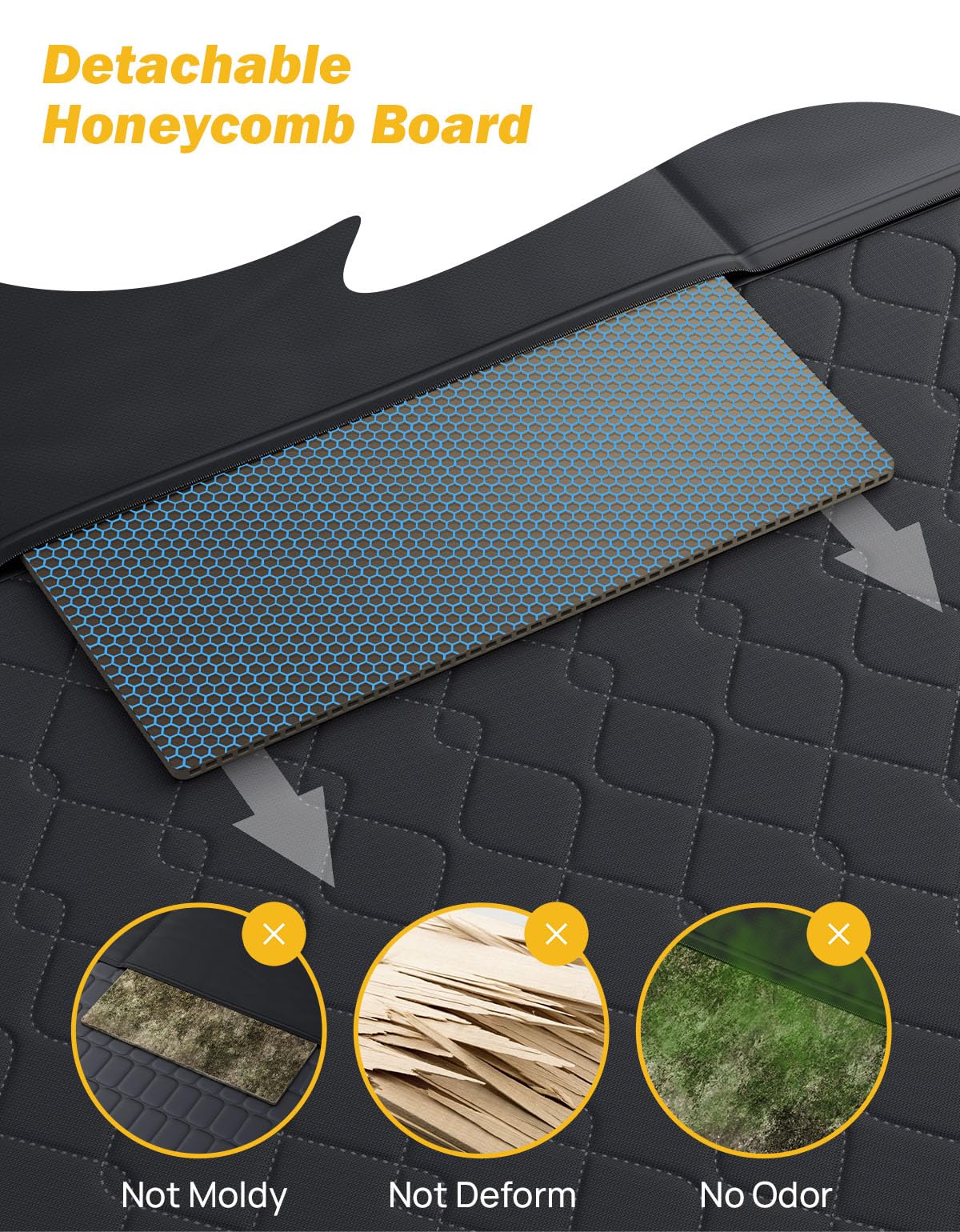 Joytutus Dog Car Seat Cover For Back Seat With Hard Bottom, Back Seat Extender For Dogs Supports 400Lb, Pet Cover With Mesh Wind