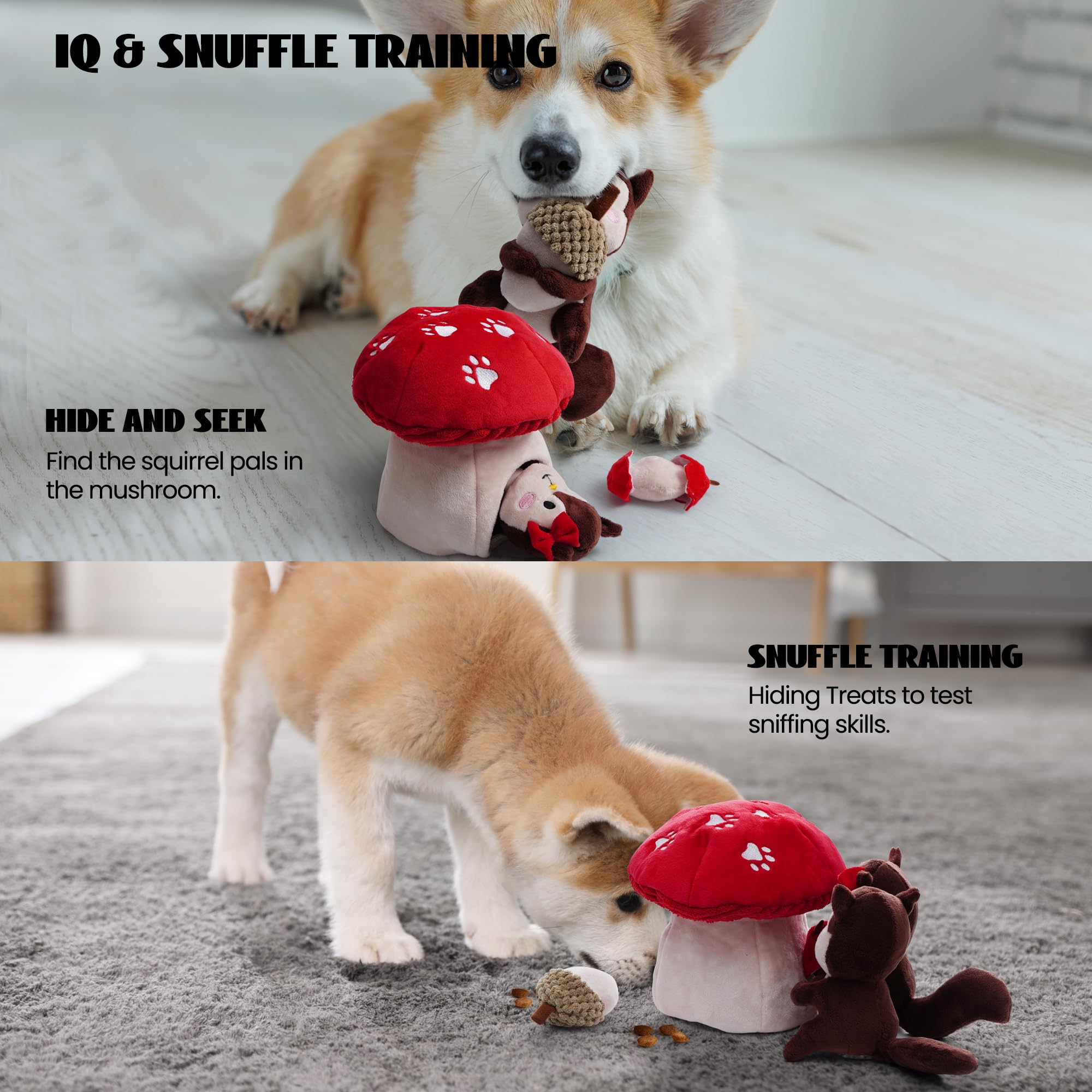 Nocciola Squirrel Dog Squeaky Toys-Hide And Seek Plush Dog Toys, Small Dog Toys For Boredom, Christmas Dog Toys For Small And Me