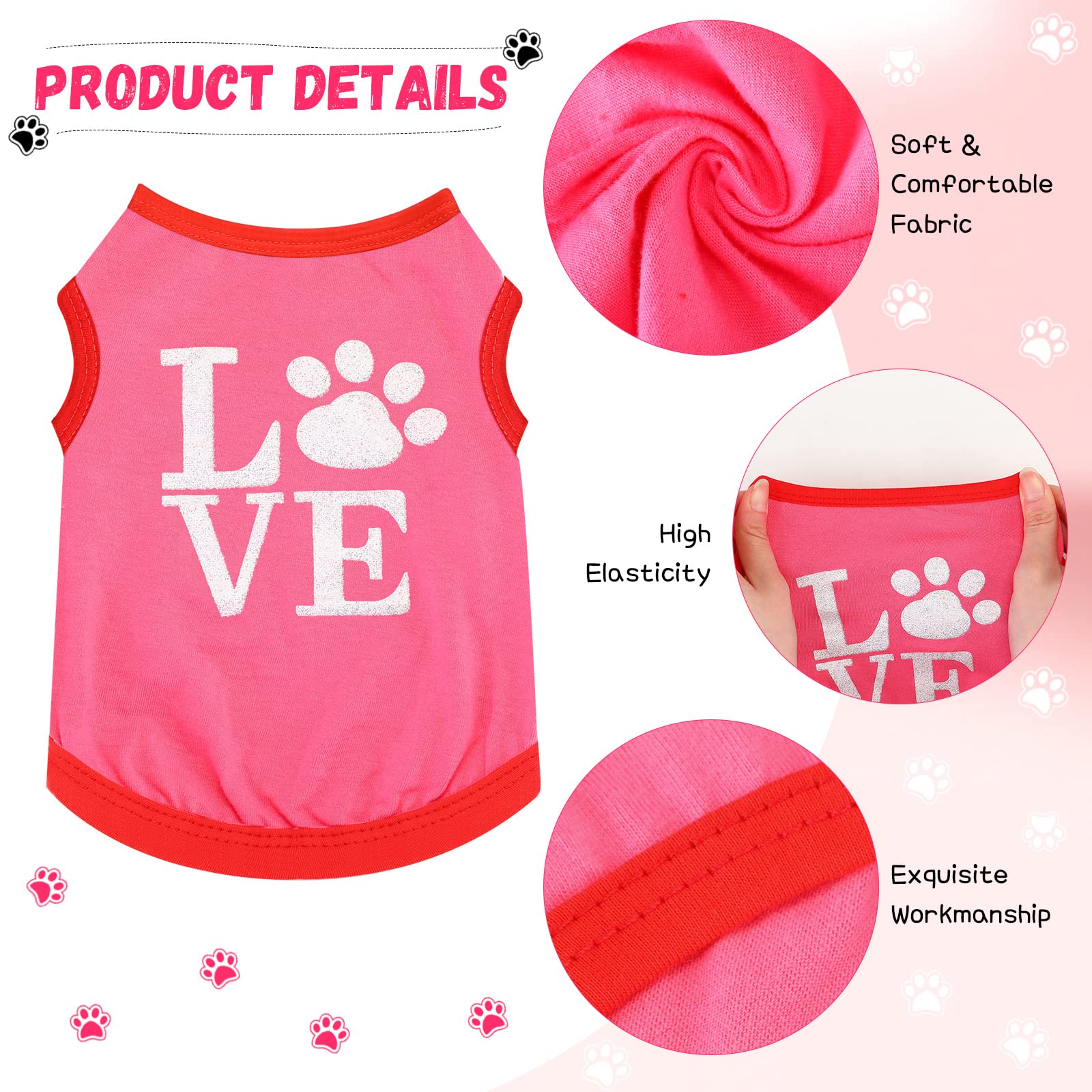 8 Pieces Pet Shirts Printed Puppy Shirts Soft Dog Shirt Pullover Dog T Shirts Cute Dog Sweatshirts Valentine'S Day Puppy Girl Clothes Dog Outfits Small Dog For Pet Dogs Cats (Size S