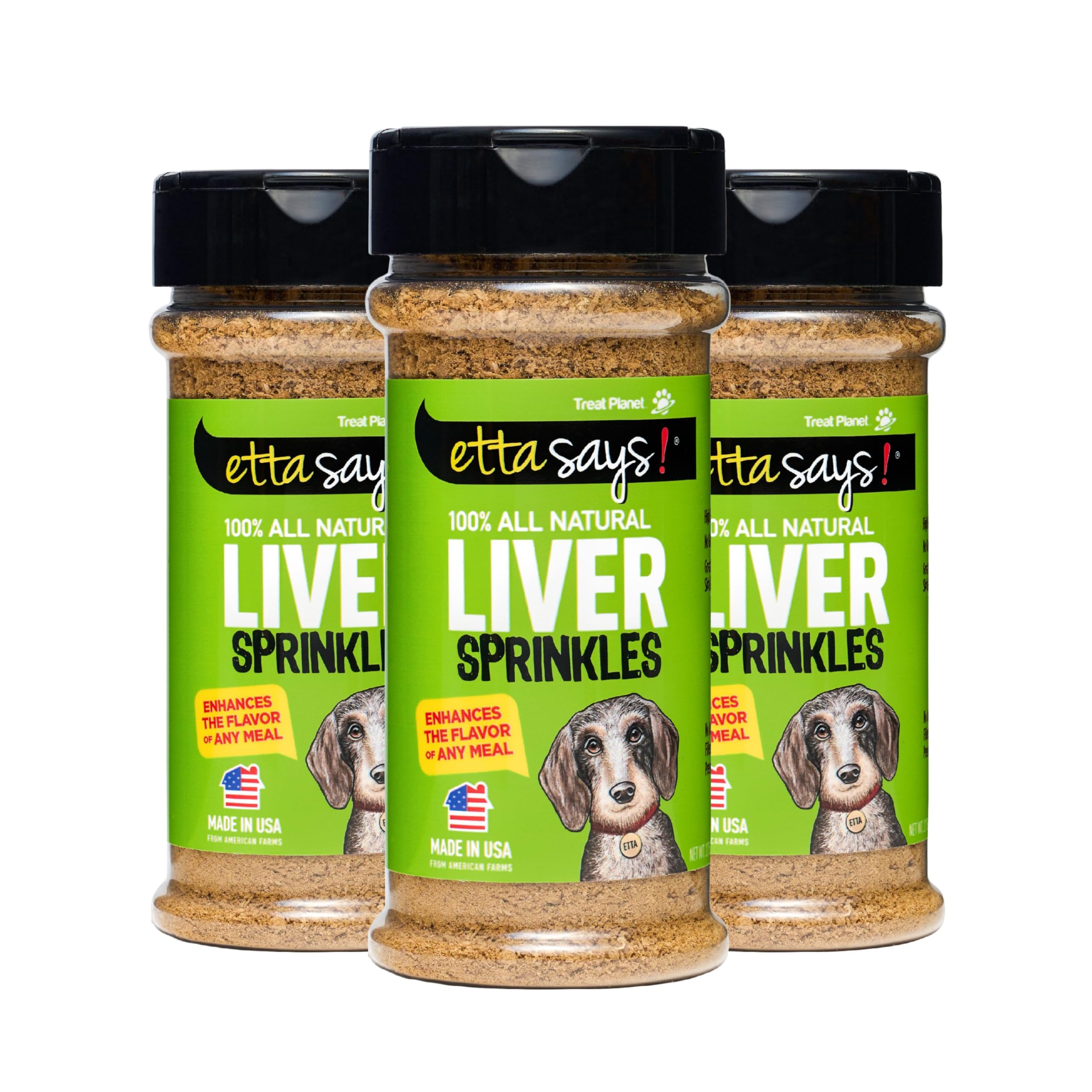 etta says! Liver Sprinkles for Dogs - High Protein Food Topper - Boosts Flavor - 100% Natural and Made in USA (Pack of 3)