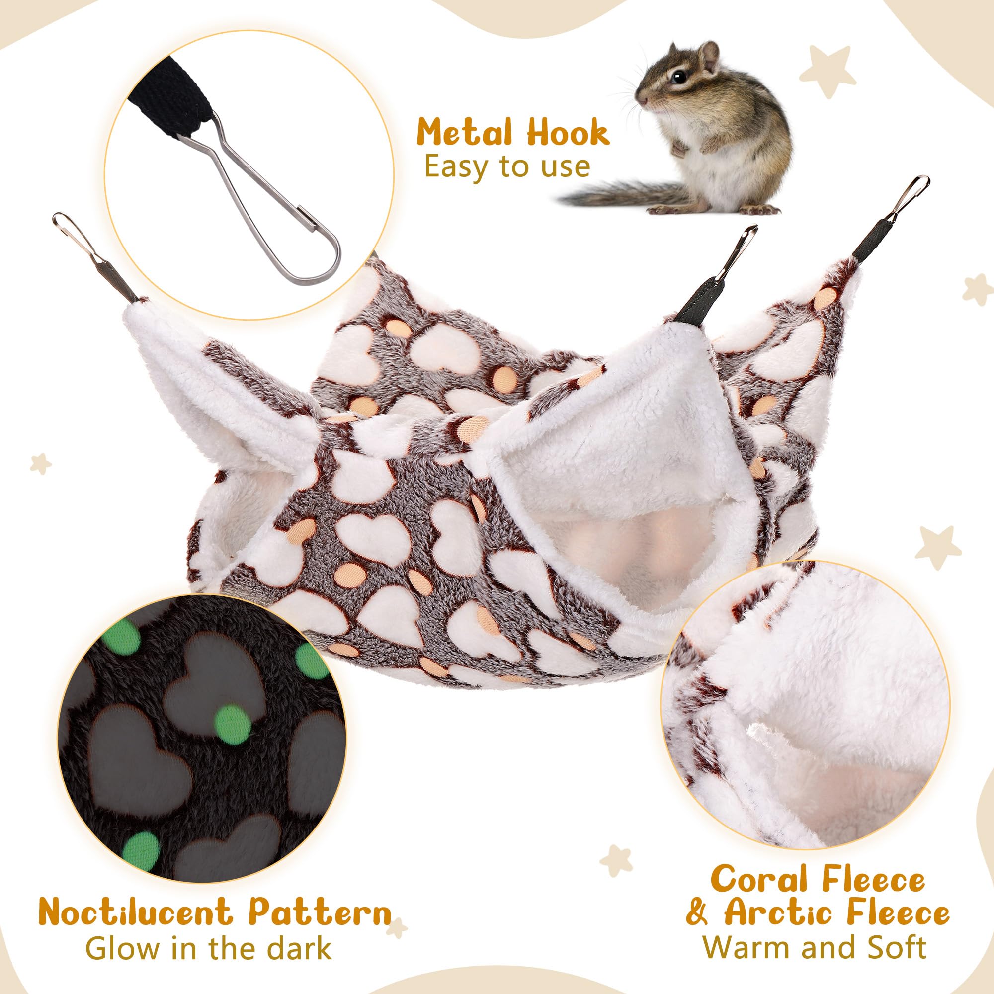 Mogoko Noctilucent Luminous Brown Guinea Pig Rat Hammock Bunkbed Hanging Tunnel And Soft Bed Mat For Ferret Hedgehog Squirrel Hi