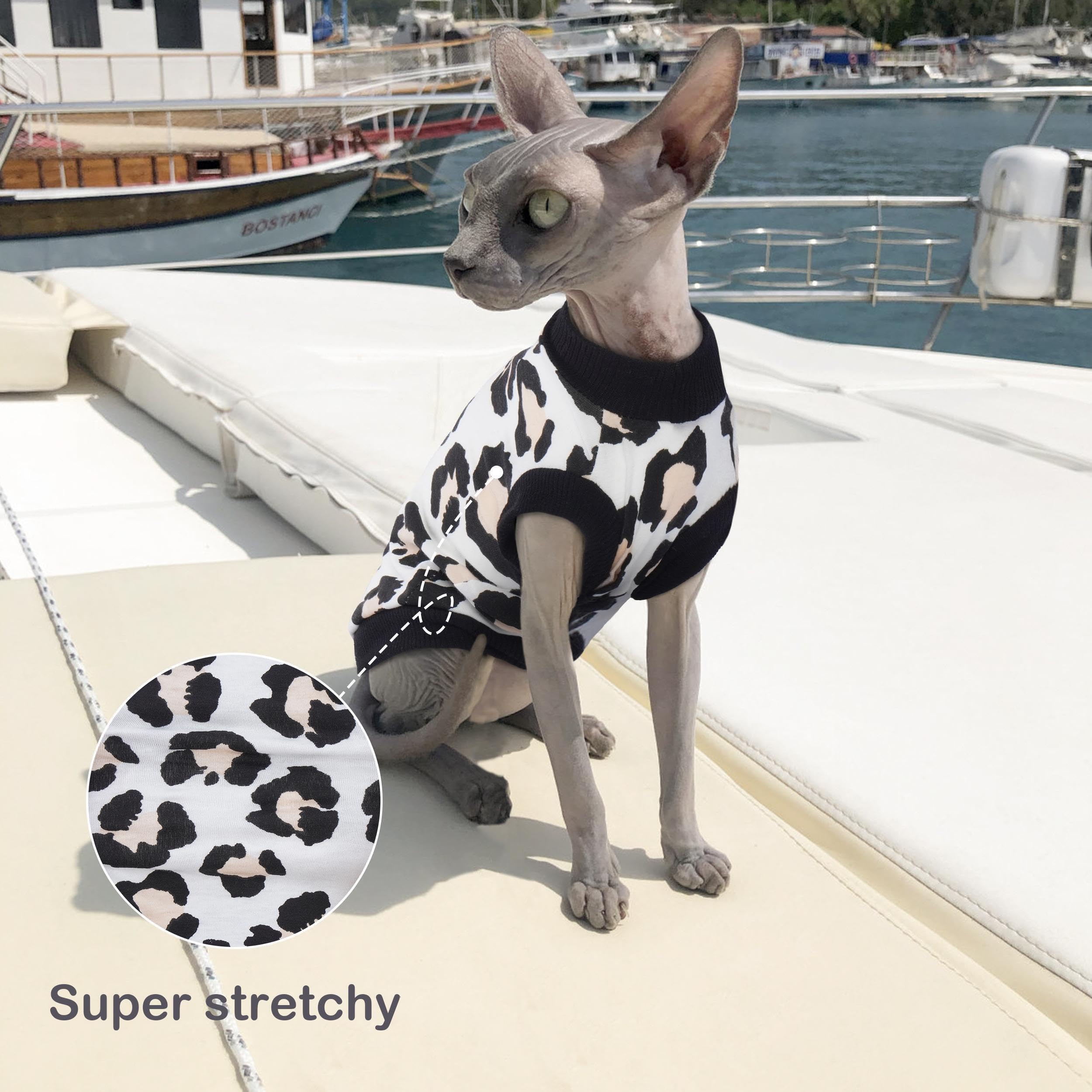 Pumyporeity Sphynx Cat Clothes - Stretchy Sweater, Soft Shirt, Pullover Pajamas, Turtleneck For Sphynx, Cornish Rex, Devon Rex -