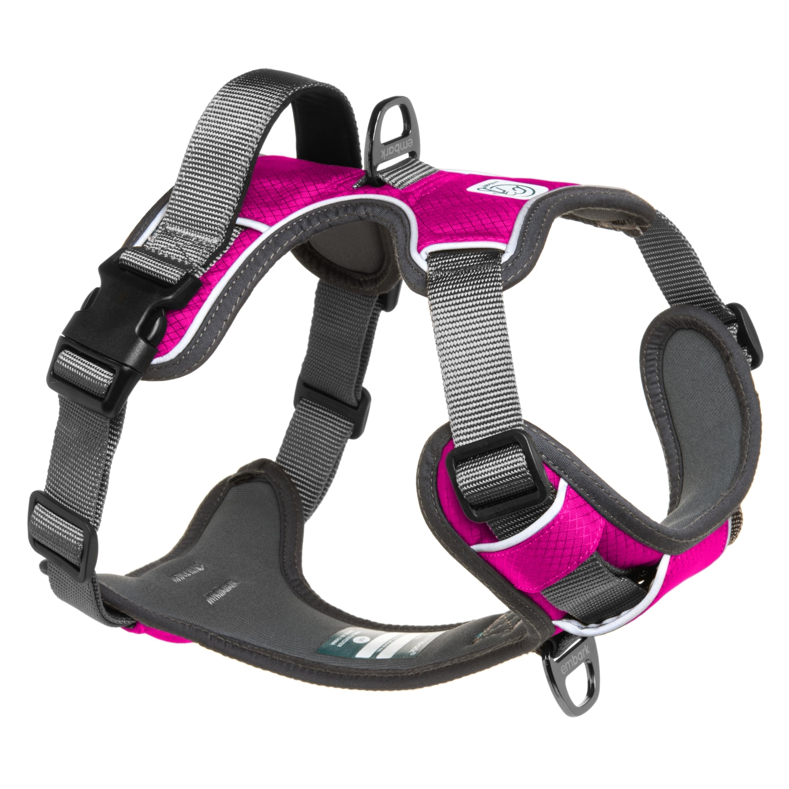 Embark Adventure Dog Harness, Reflective Trim No Pull Dog Harness For Large Dogs - Military Grade Nylon, Front Clip With Gel Lin