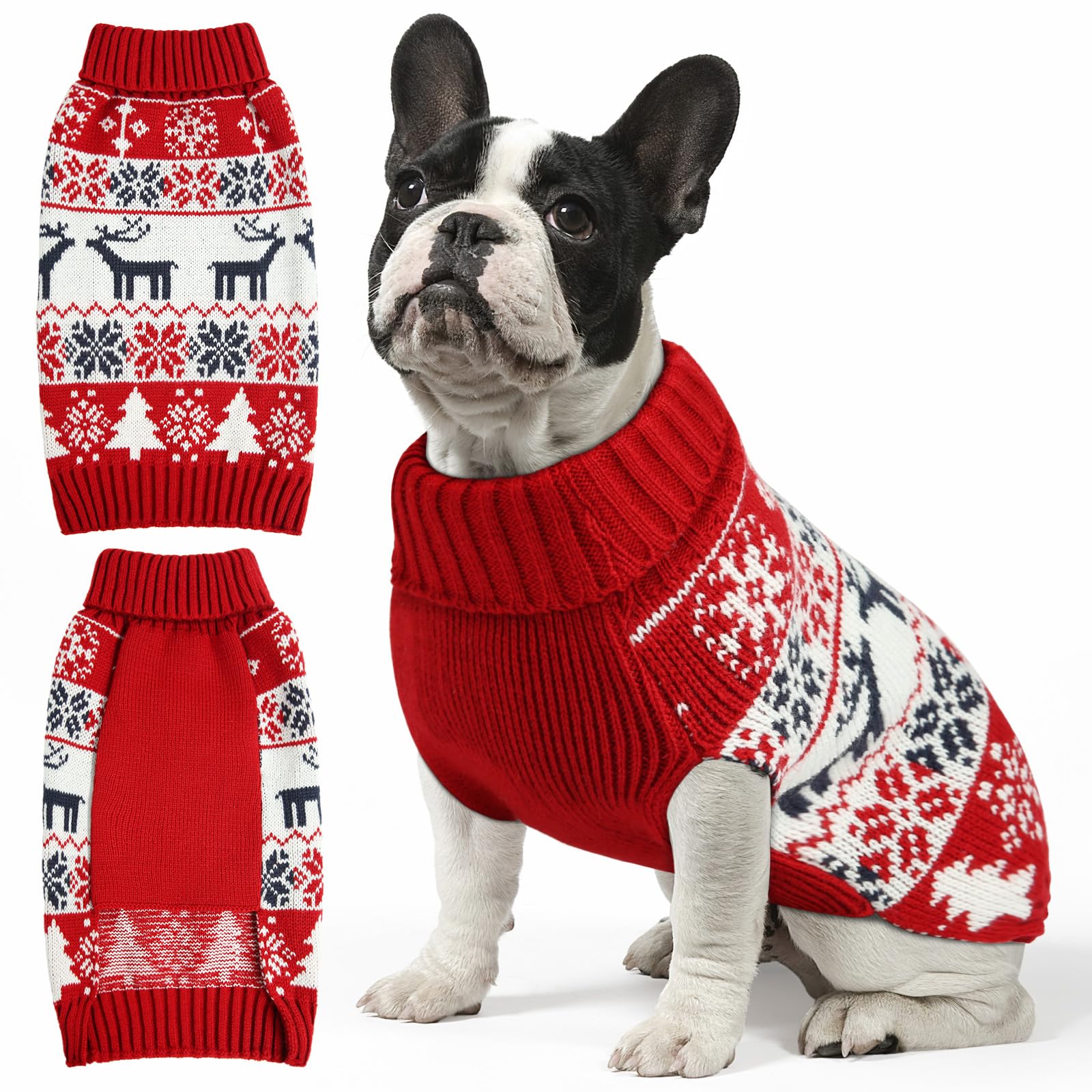 Christmas Dog Sweaters For Small Large Dogs Girl, Soft Warm Pup Dogs Shirt, Turtleneck Dog Sweaters For Medium Large Dogs, Doubl