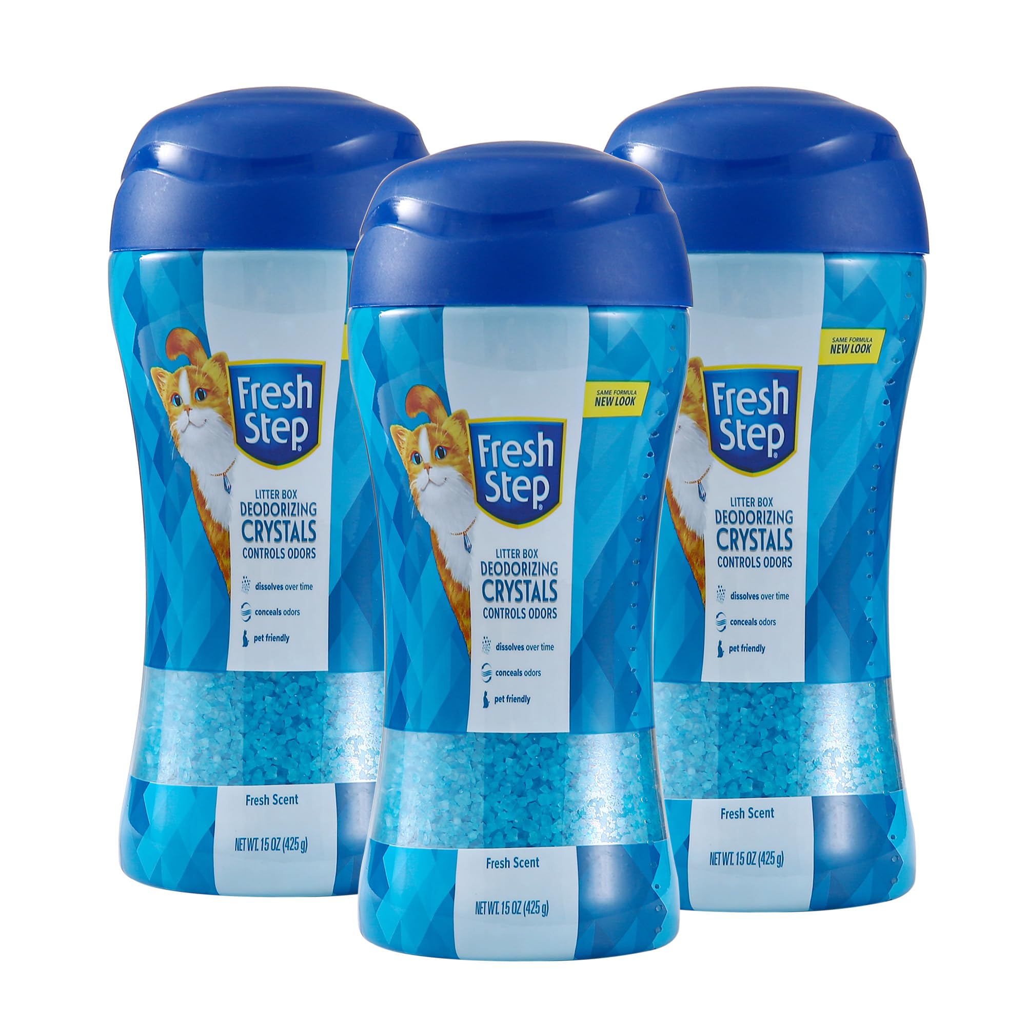 Fresh Step Cat Litter Crystals In Fresh Scent | Cat Litter Box Deodorizer | Combats Cat Odors And Neutralizes Smells To Keep Your Home Clean, 15 Ounces - 3 Pack