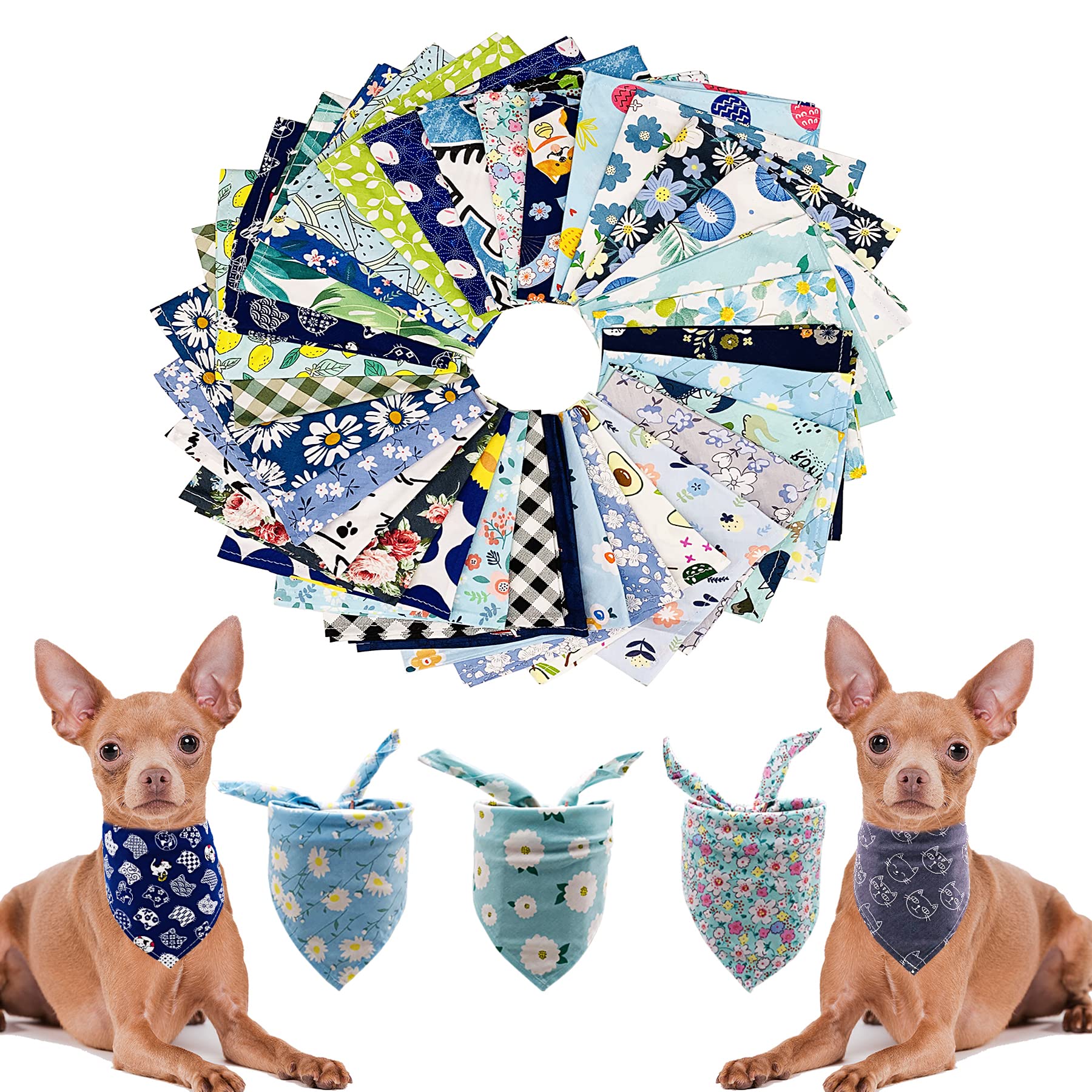 PET SHOW 50pcs Bulk Boys Small Dog Bandanas Male Cat Puppies Bibs Washable Cotton Triangle Head Scarfs Wholesale Medium Dogs Ban