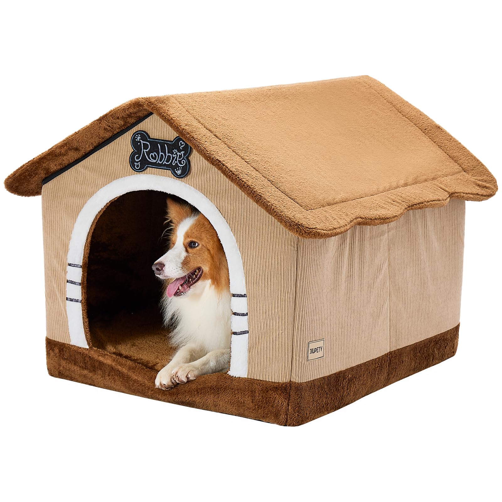Jiupety Indoor Dog House With Frame, Large Dog Cave Bed, Insulated Cozy, Suitable For 25-60 Lb, Large Plus (30''  26''  25''), B