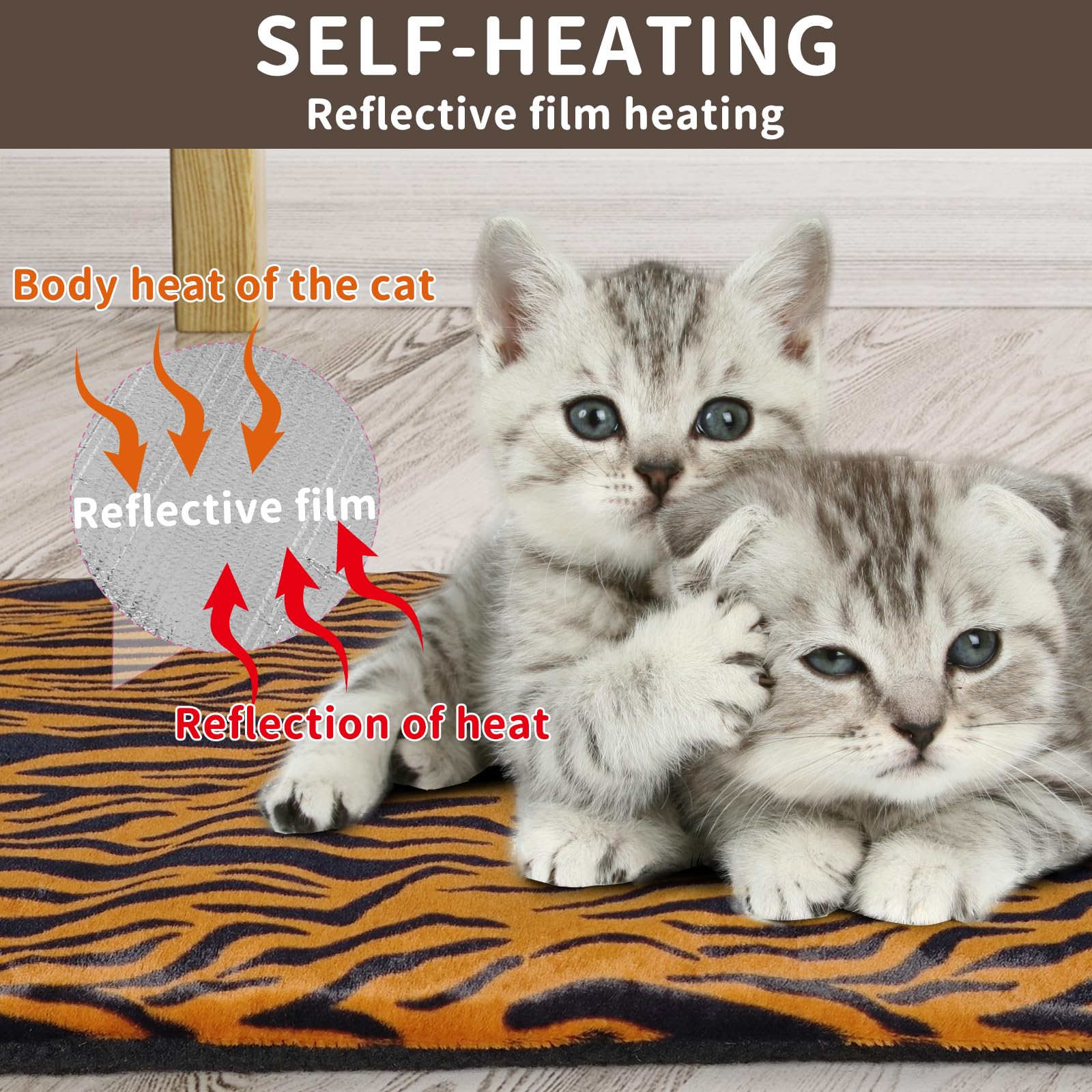 Aupetek Self-Warming Cat Bed Indoor/Outdoor Super Soft Self Heating Pet Mat Washable Thermal Pad For Cat & Dog