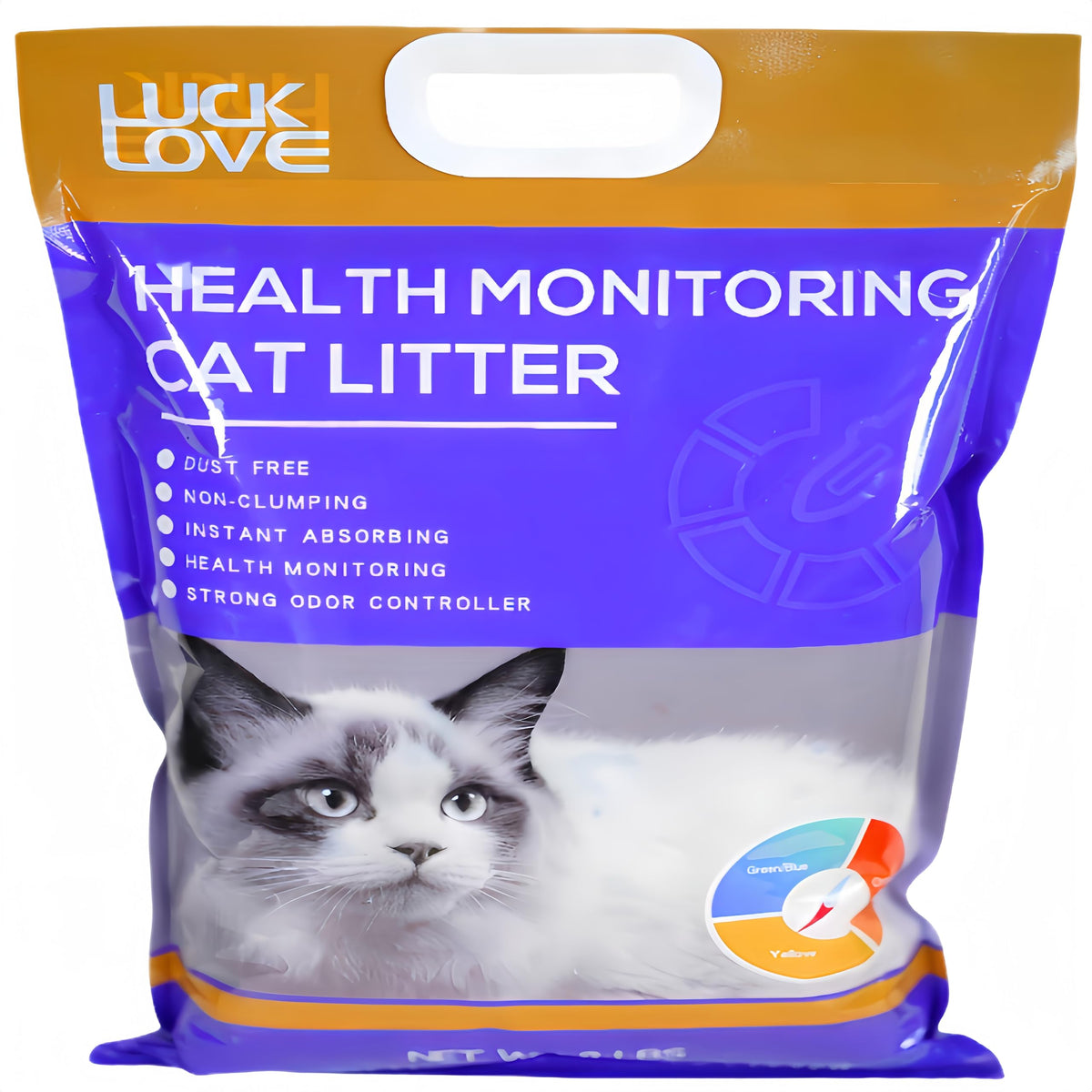 Lucklove Health Monitoring Cat Litter, Urine Detectable, Non-Clumping Lightweight Colour-Changing Silica Gel Crystals, Highly Ab