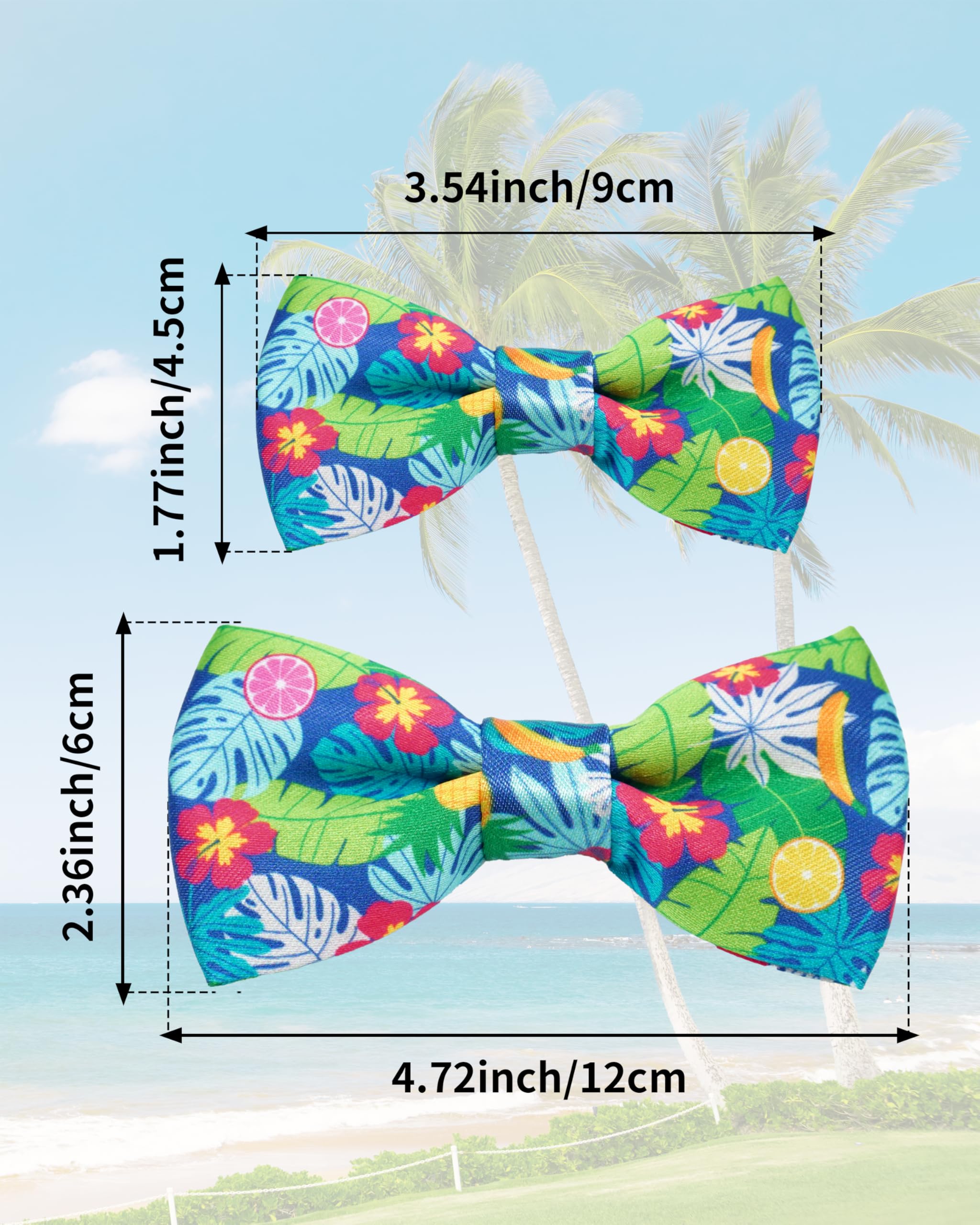 PET SHOW 10 Pack Summer Big Dog Bow Ties for Large Medium Dogs Sliding Collar Attachments Hawaiian Bowties Floral Fruit Bowknots