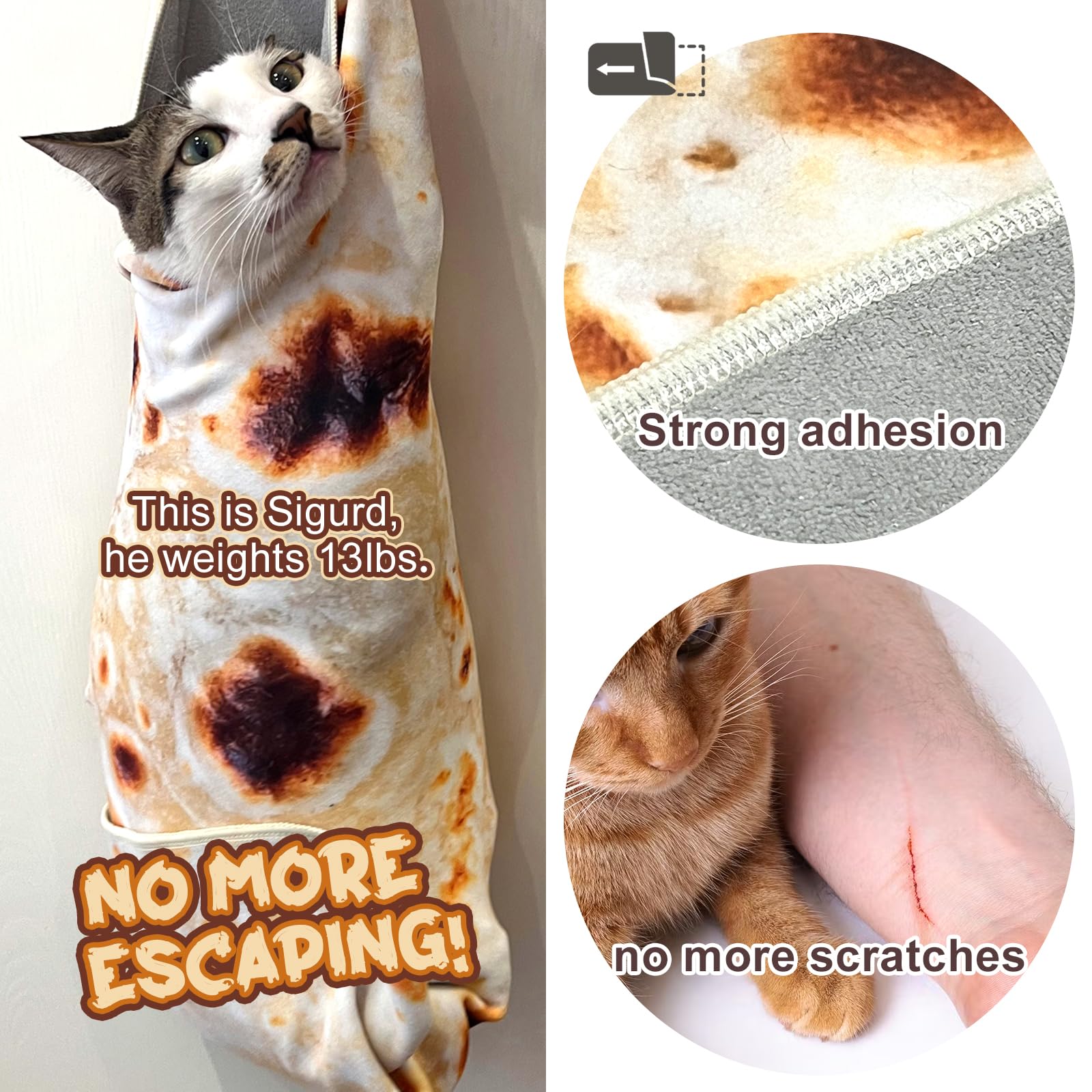 Cat Wrap For Cutting Nails, Tortilla Blanket Pet Supplies Cat Washing Bag, Burrito Blanket Cat Restraint For Nail Clipping, Mult