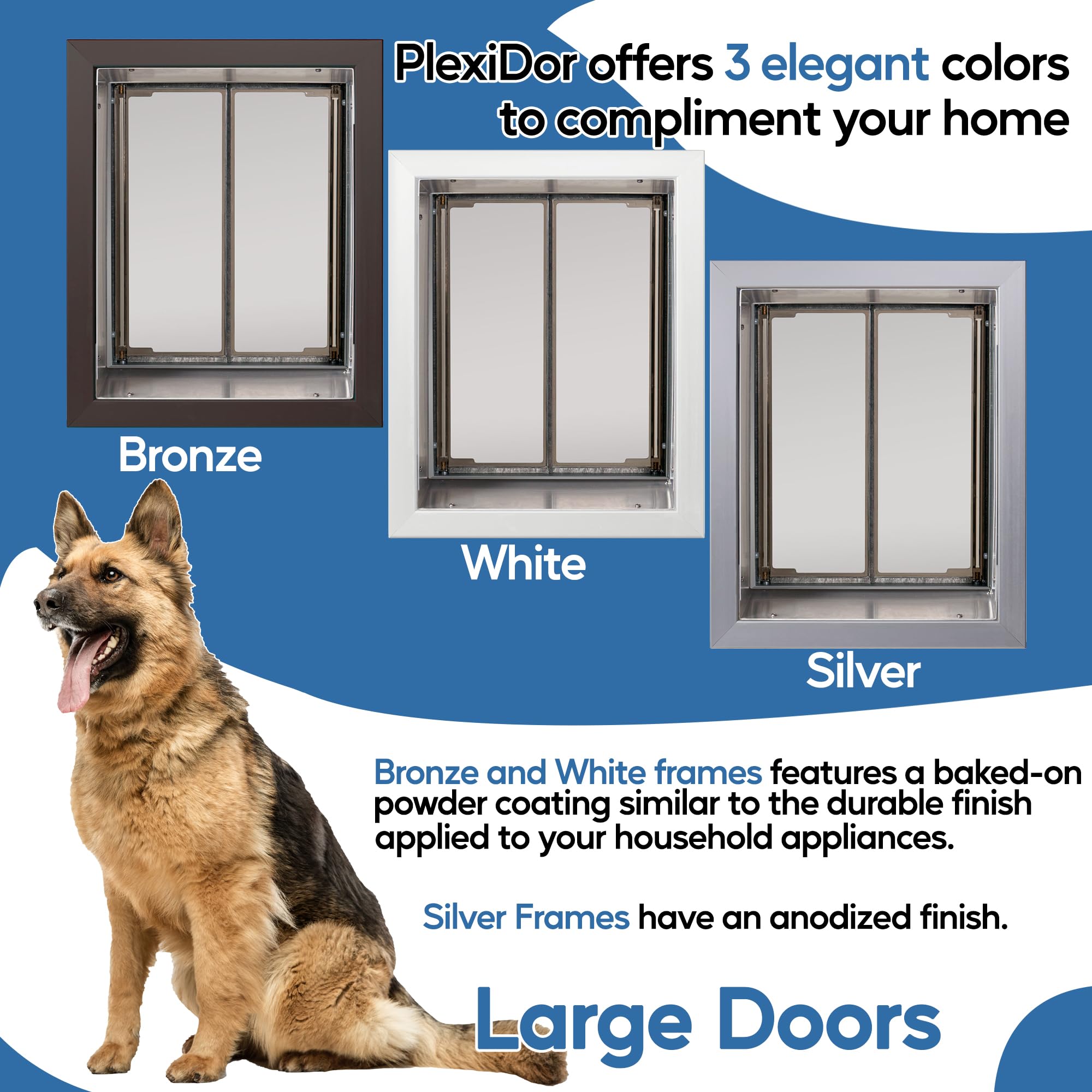 Plexidor Performance Pet Doors For Dogs And Cats - Door Mount Dog Door With Lock And Key - Bronze, Large Sizes