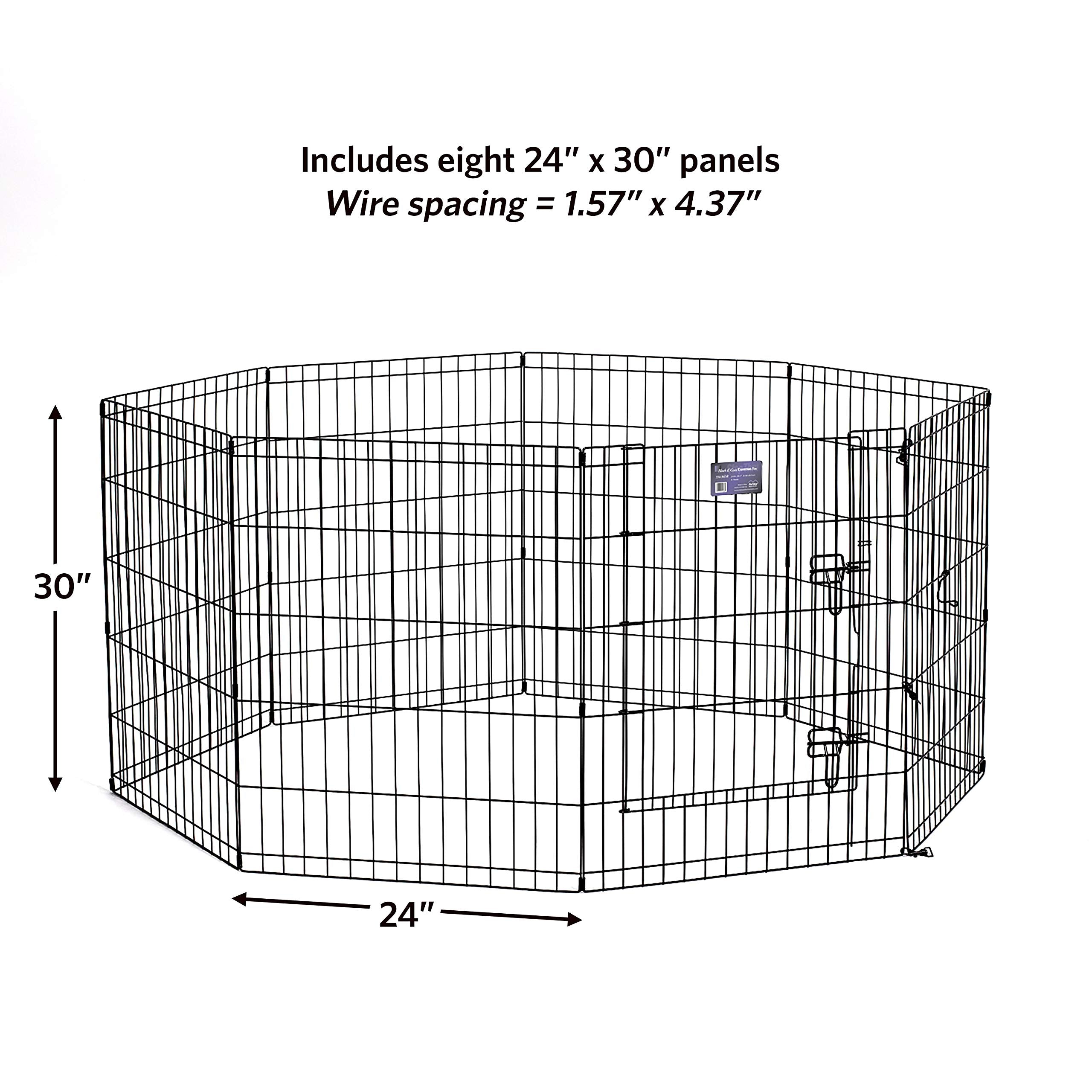 Midwest Homes For Pets Dog Exercise Pen & Playpen, 24'W X 30'W, With Door, Black