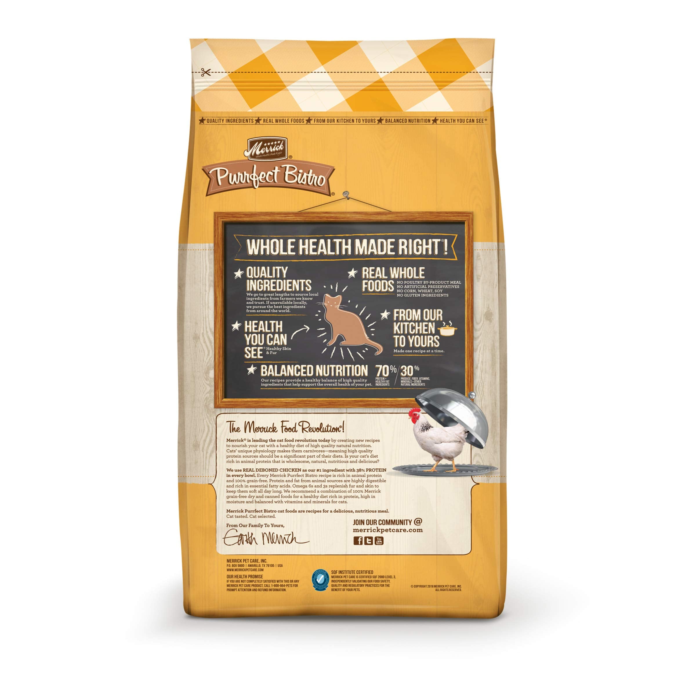 Merrick Purrfect Bistro Grain Free Natural Dry Cat Food For Adult Cats, Real Chicken And Sweet Potato Recipe - 7 lb. Bag