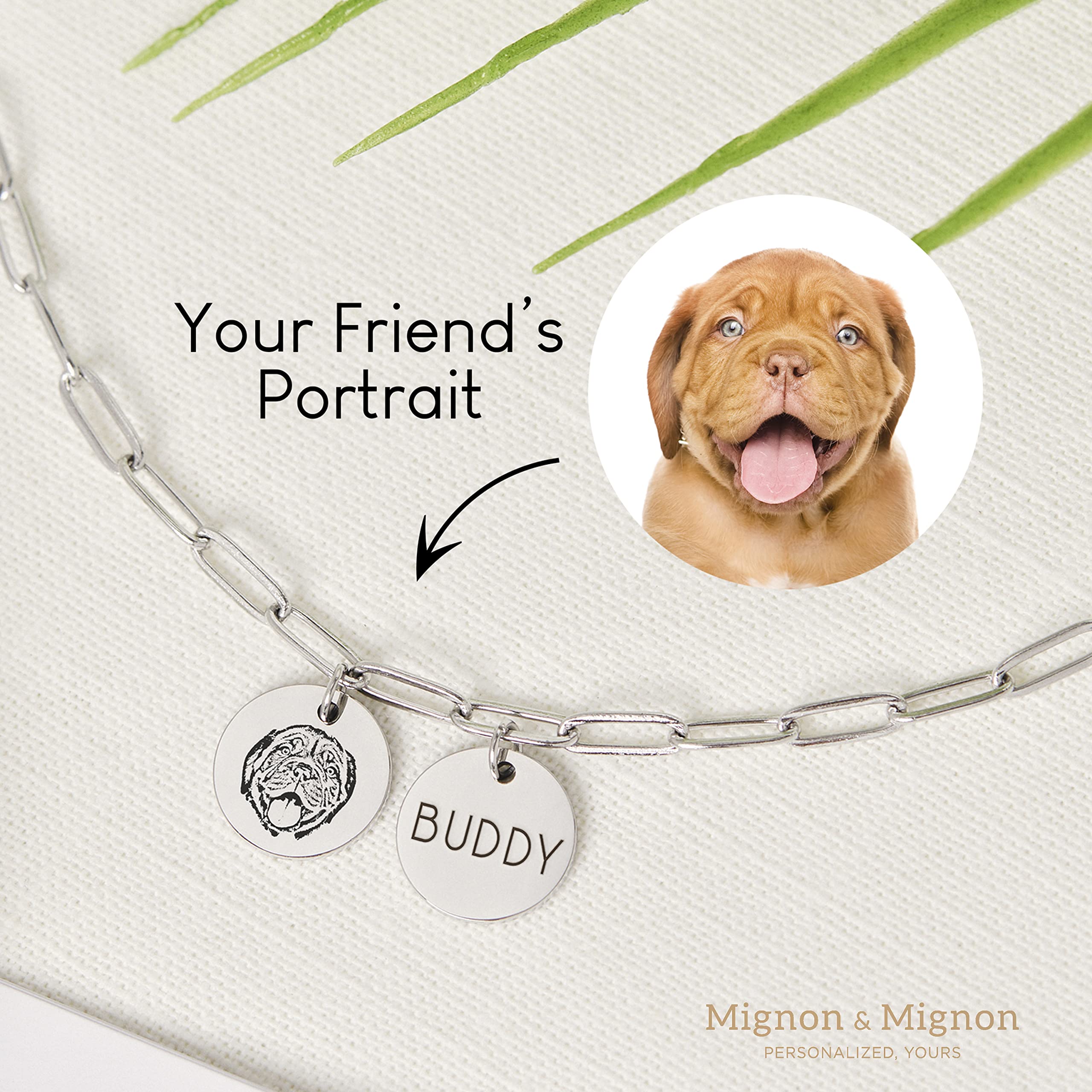 Mignonandmignon Pet Memorial Gifts Dog Portrait Necklace For Women Personalized Summer Jewelry For Cat Paper Clip Chain Unique -