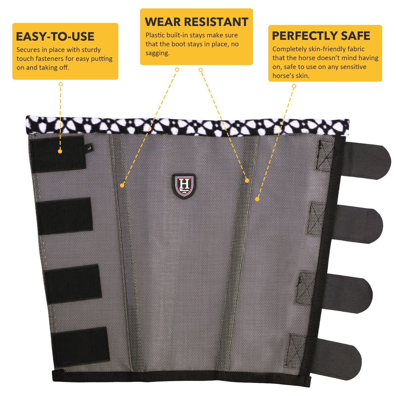 Caremaster Fine Mesh Fly Boots Loose Fitting & Non-Slip Horse Fly Leggings Fleece Air Flow (Set Of 4) Vintage Grey Mini