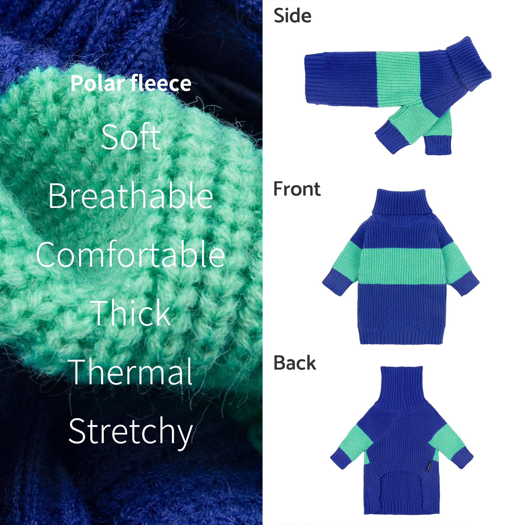 Fitwarm Color Block Dog Sweater, Thermal Dog Winter Clothes For Small Dogs Boy Girl, Soft Turtleneck Sweater For Dog, Pet Outfit