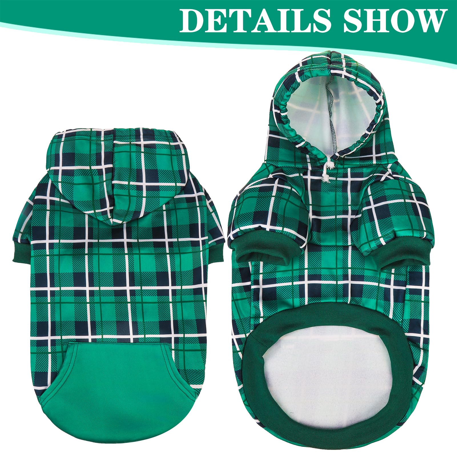 Expawlorer Plaid Dog Hoodie - British Style Warm Dog Sweater Shirt With Leash Hole,Pitbull Clothes Outfits,Winter Coat Apparel F