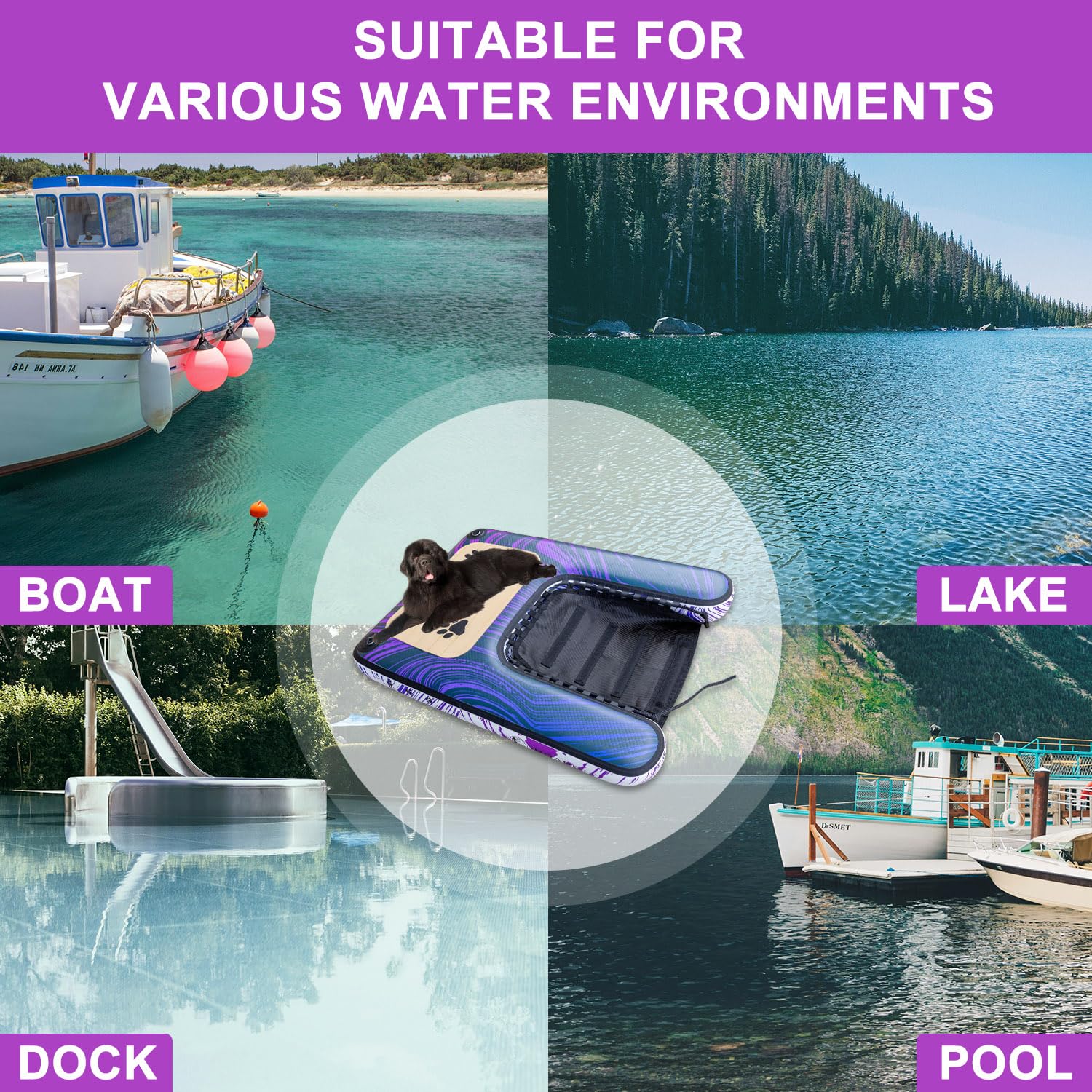 Iboard Dog Ramp & Pool Float - Portable Pet Ramp For Boats, Docks, And Pools - Non-Slip Dog Ramp For Small, Medium, And Large Do
