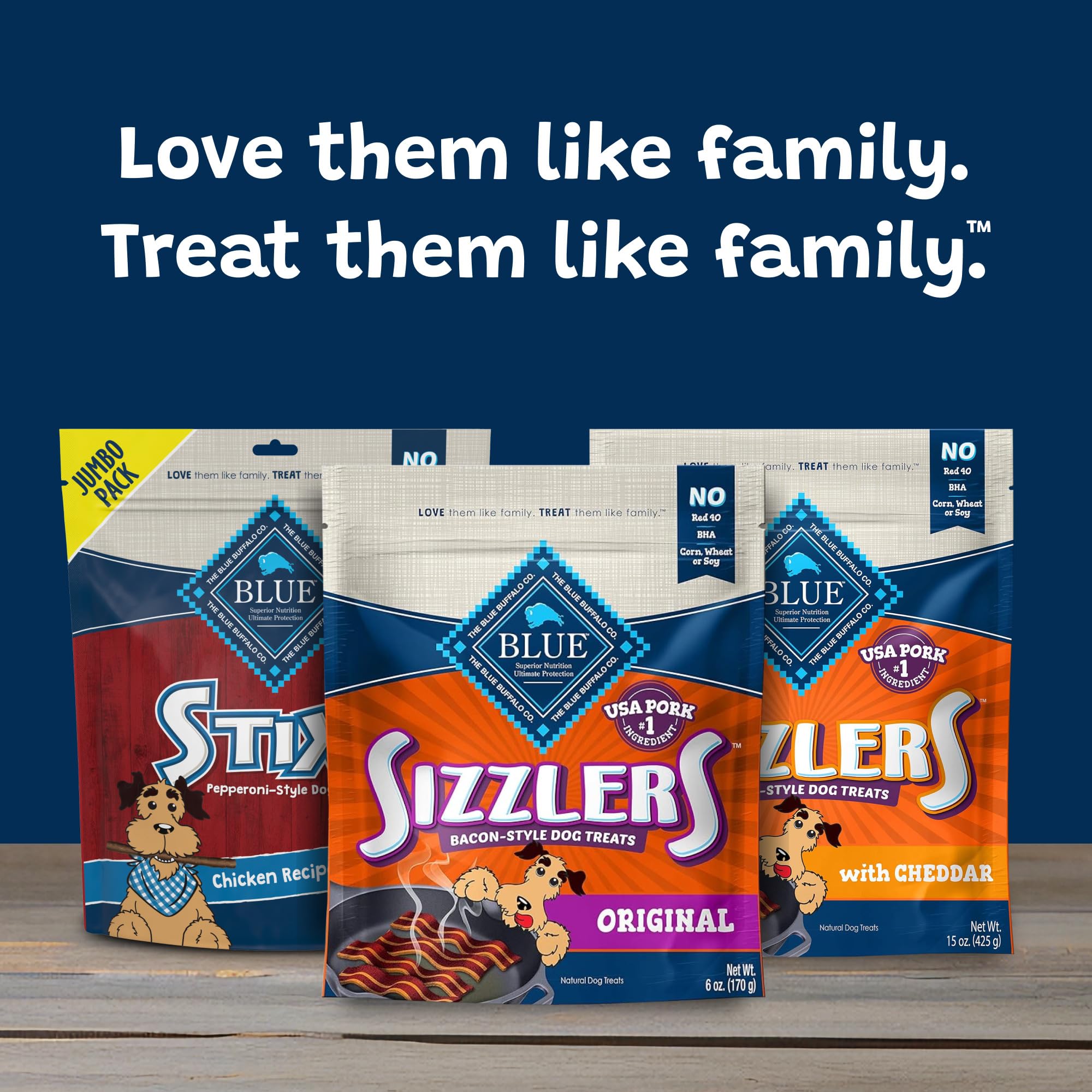 Blue Buffalo Sizzlers Natural Soft Dog Treats, Bacon-Style Soft-Moist Dog Treats with Real USA Pork, Original Flavor, 6-oz Bag