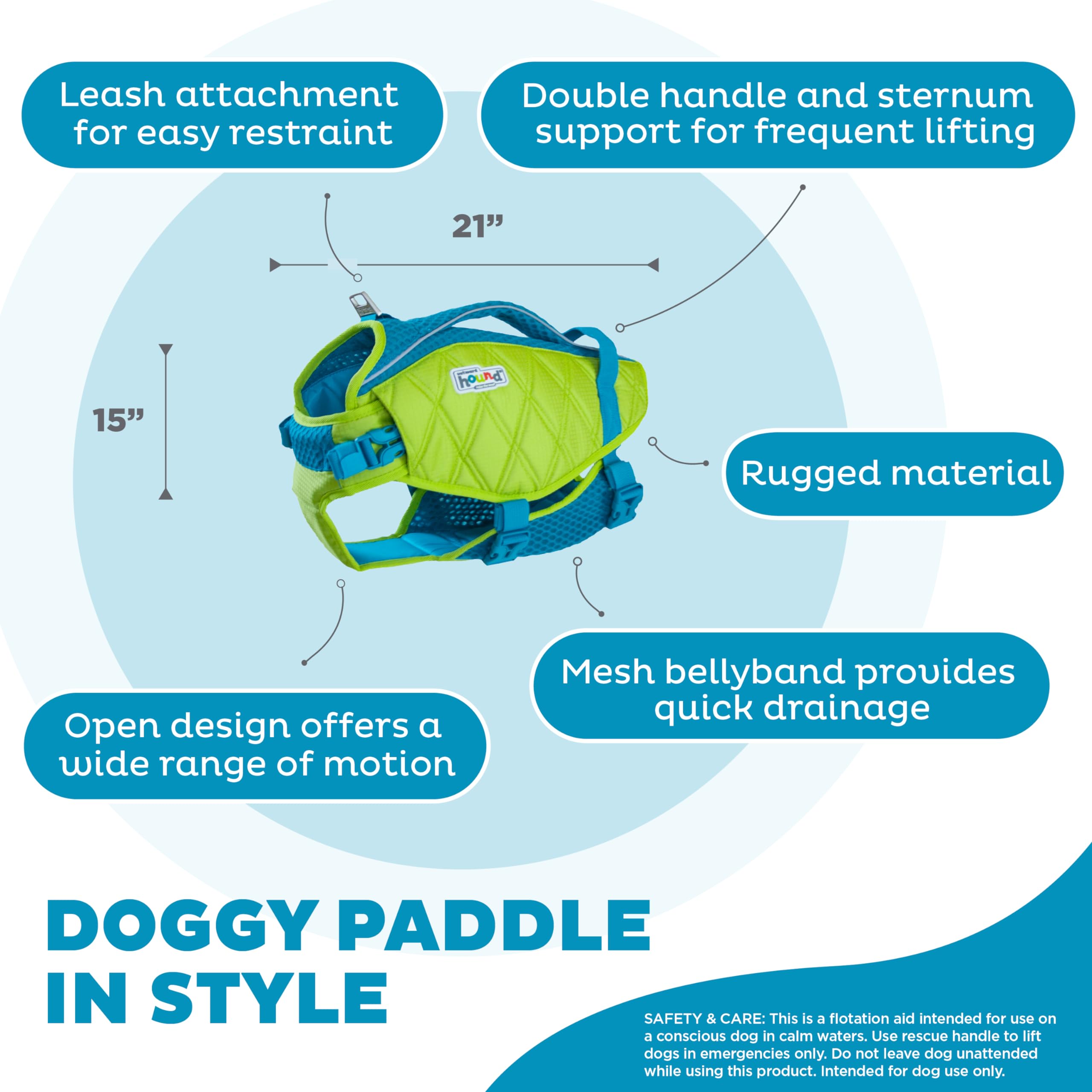 Outward Hound Standley Sport Dog Life Jacket, High-Performance Ripstop Dog Life Vest for Swimming, Boating, and Water Safety, XL