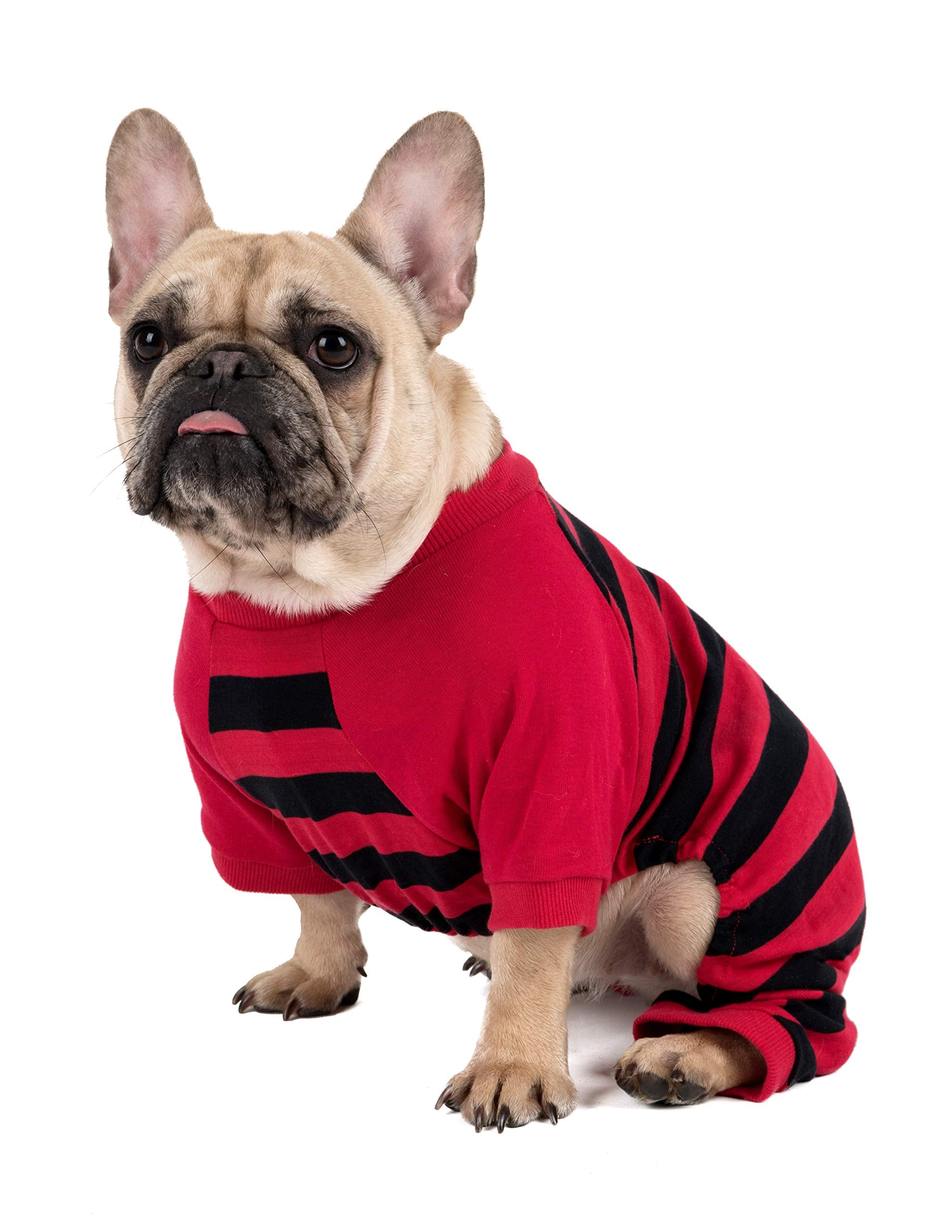 Leveret Matching Dog Pajamas Christmas Pjs 100% Cotton Red/Black Stripes Size X-Large