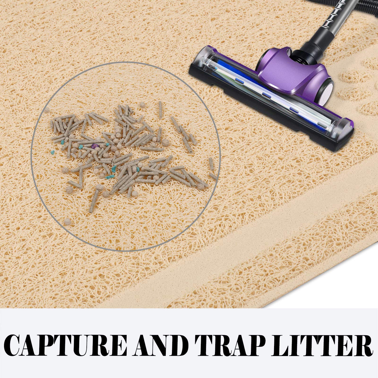 Upsky Large Cat Litter Mat Trapper 35'?3' Traps Litter From Box And Paws Scatter Control For Litter Box Soft On Sensitive Kitty Paws Easy To Clean Durable (Beige)