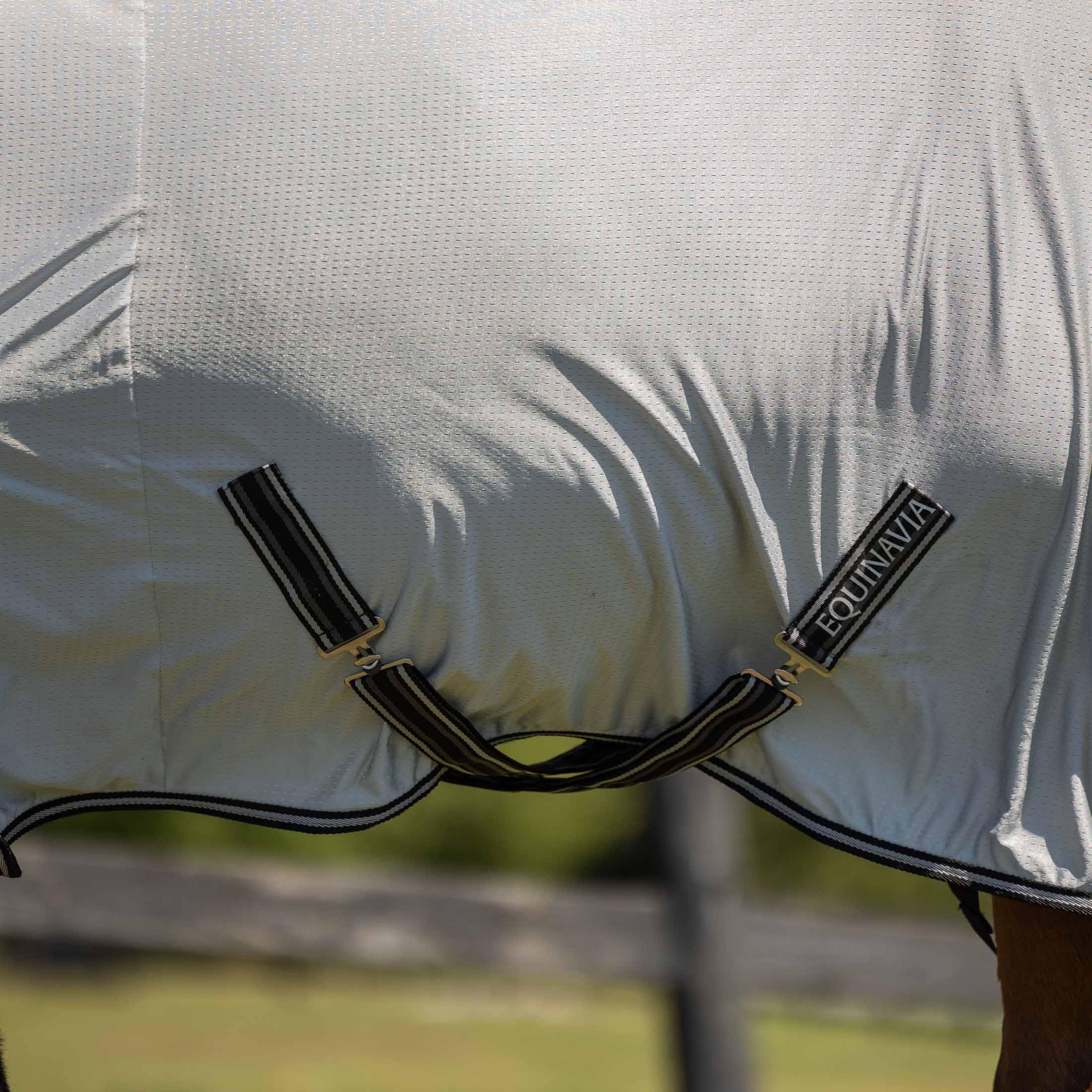 Equinavia Aktiv Athletic Detachable Neck Fly Sheet | Ultralight Poly Fabric | Extended Protection - Silver Gray - 78 In