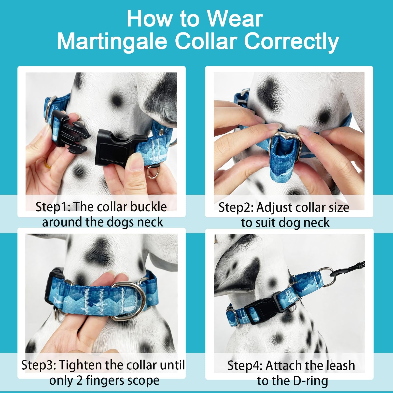 Fidohug Martingale Collar For Dogs With Buckle Dog Collar Adjustable Soft Nylon Boy Dog Collars For Medium Dogs, Blue Sunset