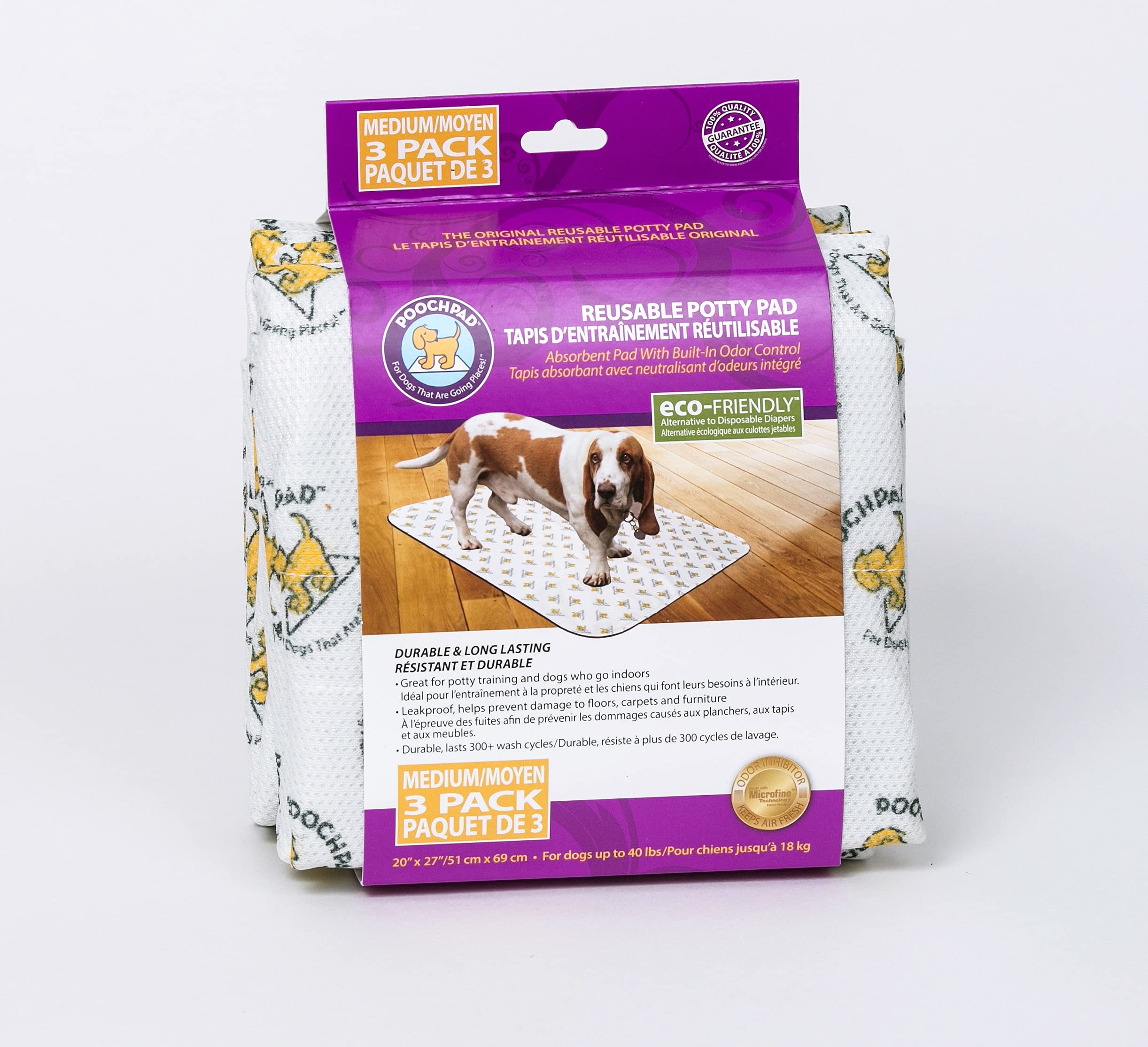 Poochpad Original Washable, Reusable Potty Pad (Medium, Pack Of 3) - Unmatched Odor Control, Leakproof Puppy Training Pee Pad