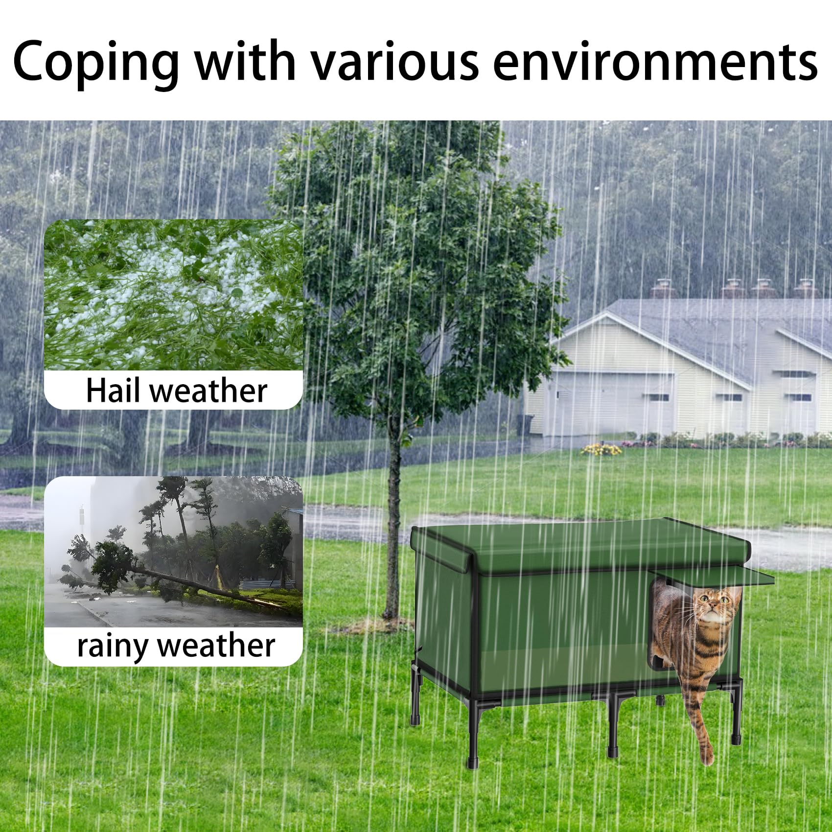 Large Outside Heated Cat House,Heated Cat House For Outdoor Cat In Winter,Outdoors Weatherproof Cats House,Stdily Heated Cats Ho