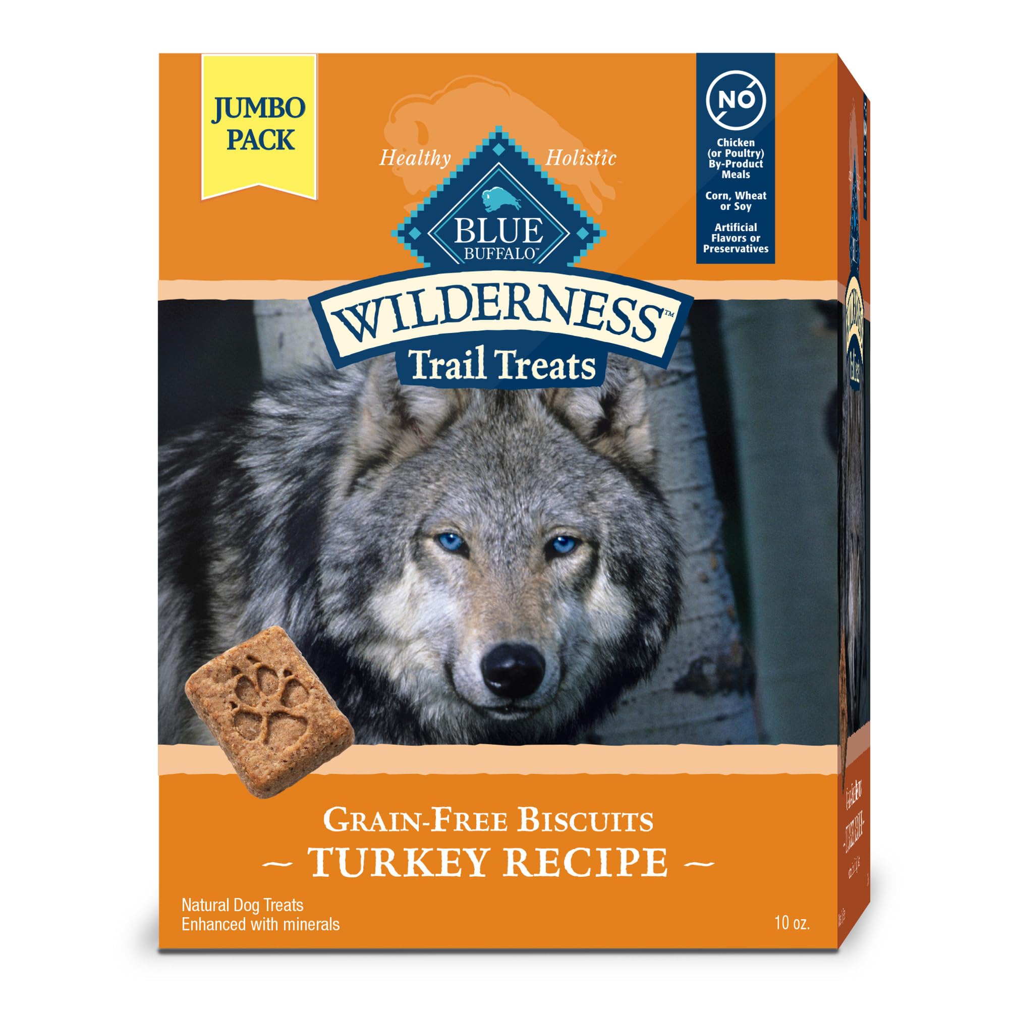Blue Buffalo Wilderness Trail Treats High Protein Grain Free Dog Biscuits Crunchy Dog Treats, Turkey Recipe, 10-oz Bag