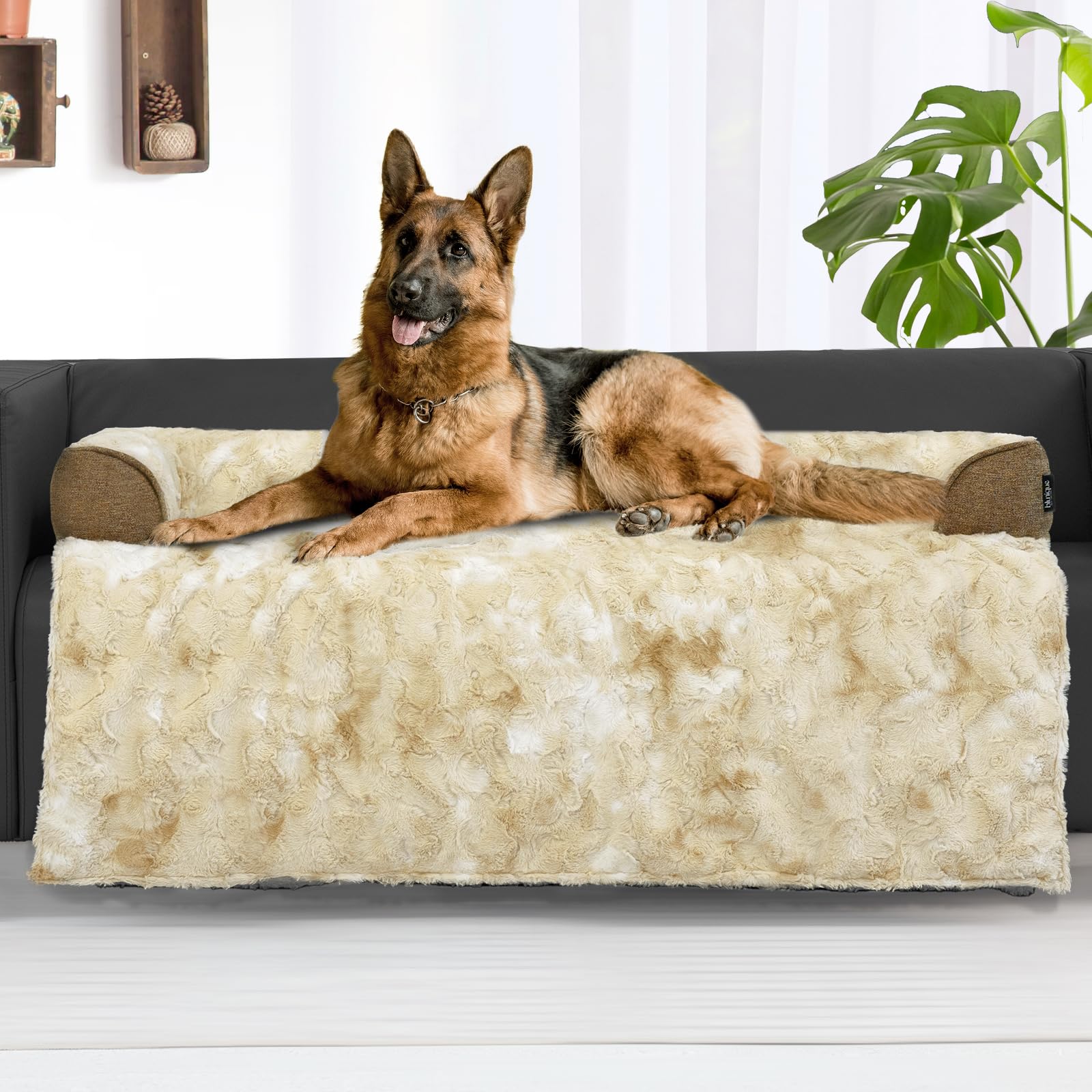 Blunique Calming Extra Large Dog Couch Bed, 45 X 37 Inch Waterproof Removable Dog Mat Couch Cover For Furniture Protector, Non-S