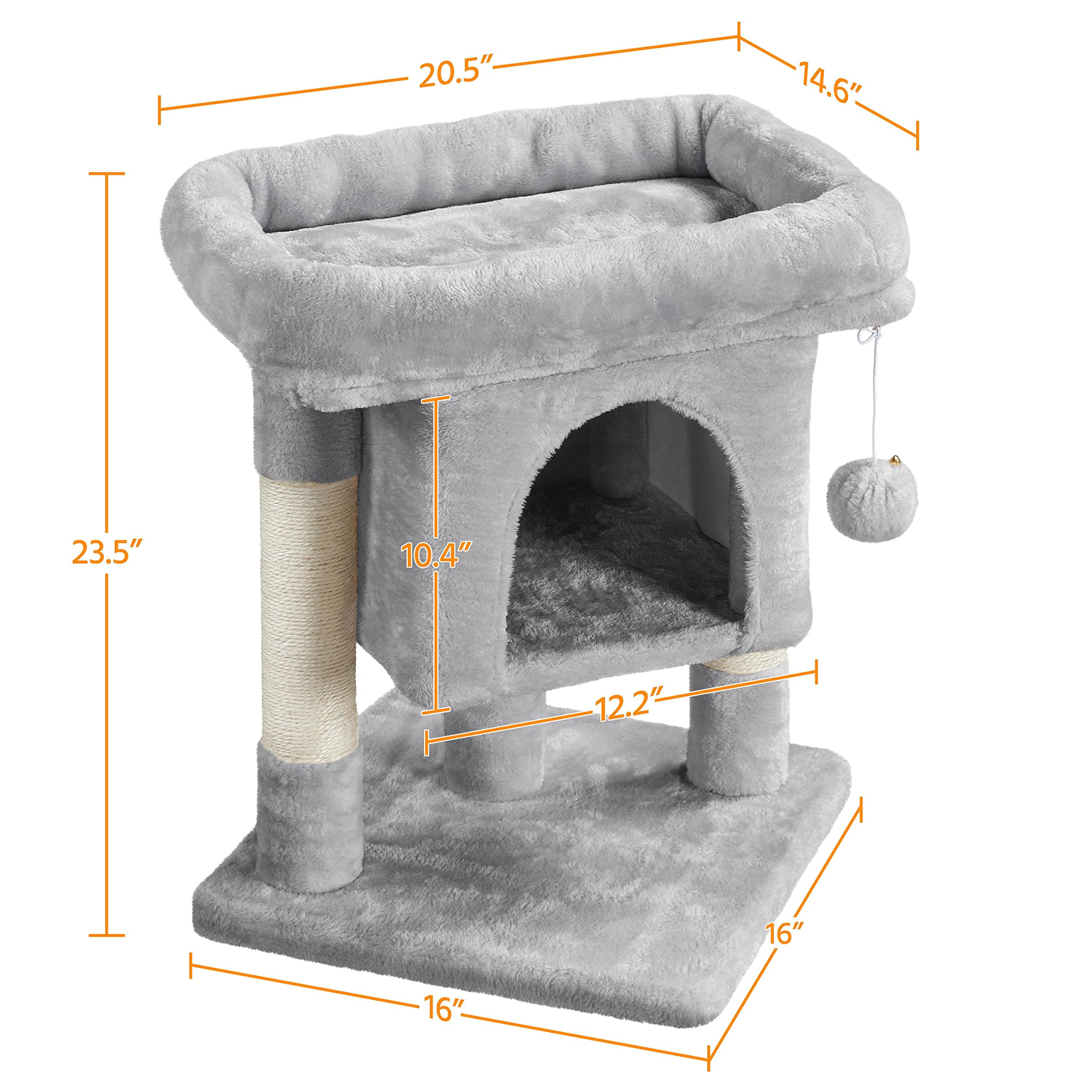 Yaheetech 23.5In Cat Tree Tower, Cat Condo With Sisal-Covered Scratching Posts, Cat House Activity Center Furniture For Kittens, Cats And Pets - Light Gray