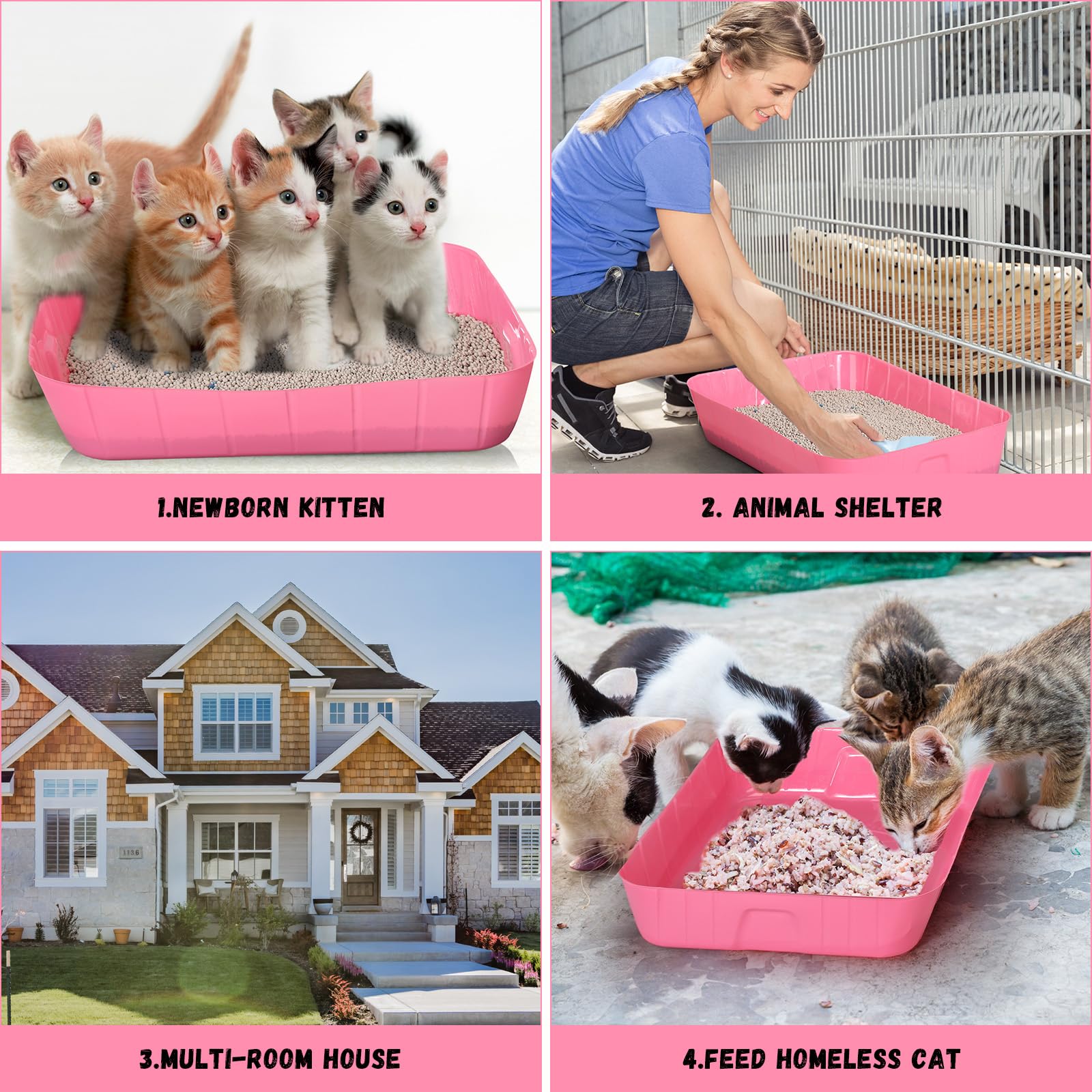 Bokon 25 Pcs Disposable Litter Boxes for Cats Plastic Cat Litter Tray Large Kitten Pan for Kitty Rabbit Guinea Pig Hamster Pets
