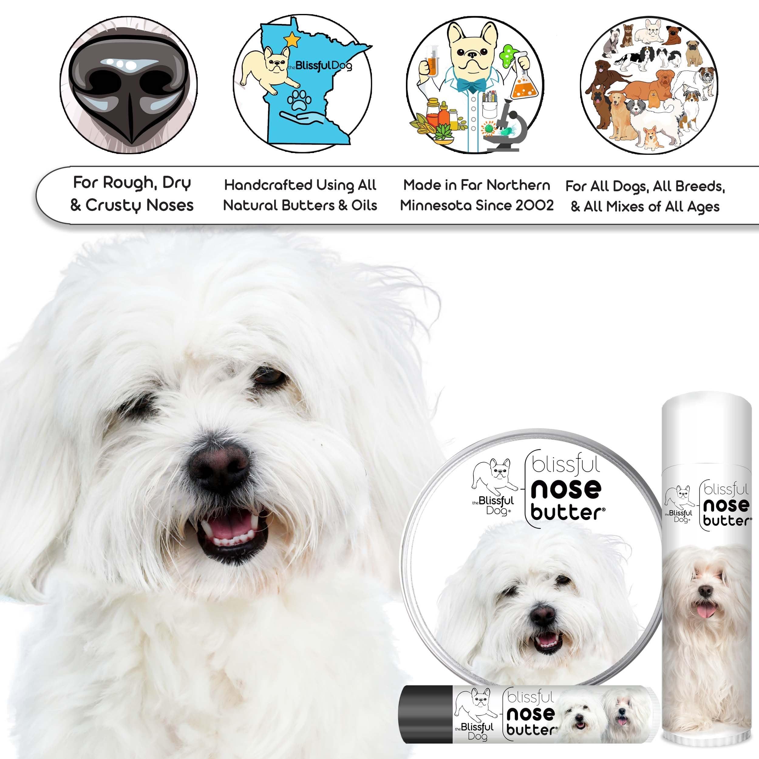 The Blissful Dog Coton De Tulear Unscented Nose Butter, 4-Ounce