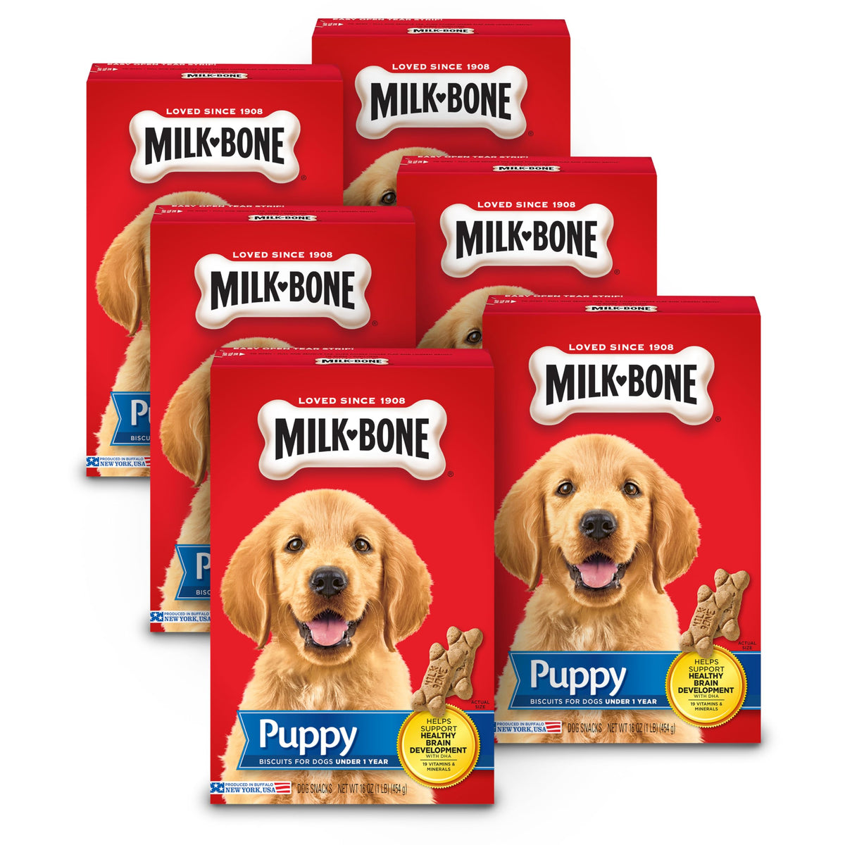 Milk-Bone Original Dog Treats For Puppies, 16 Ounce (Pack Of 6), Dha Helps Support Healthy Brain Development