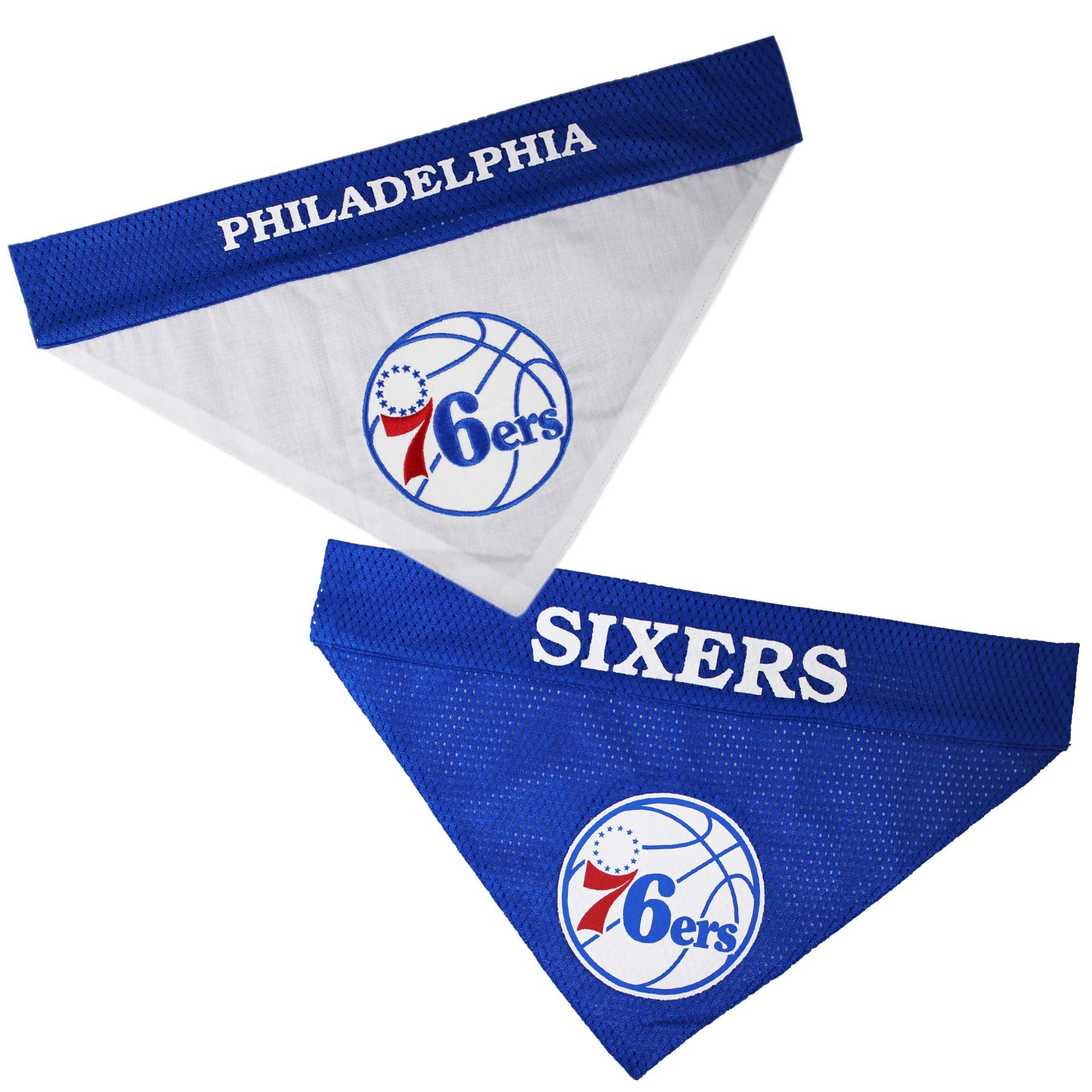 Nba Dog Bandana - Philadelphia 76Ers Reversible Pet Bandana. 2 Sided Home & Away Sports Bandana With A Premium Embroidery Team L