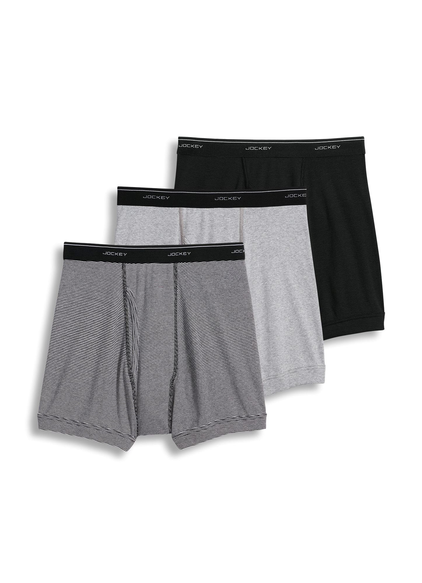 Jockey Mens Underwear Classic 5 Boxer Brief - 3 Pack, Blackends On Endsgrey Heather, Xl