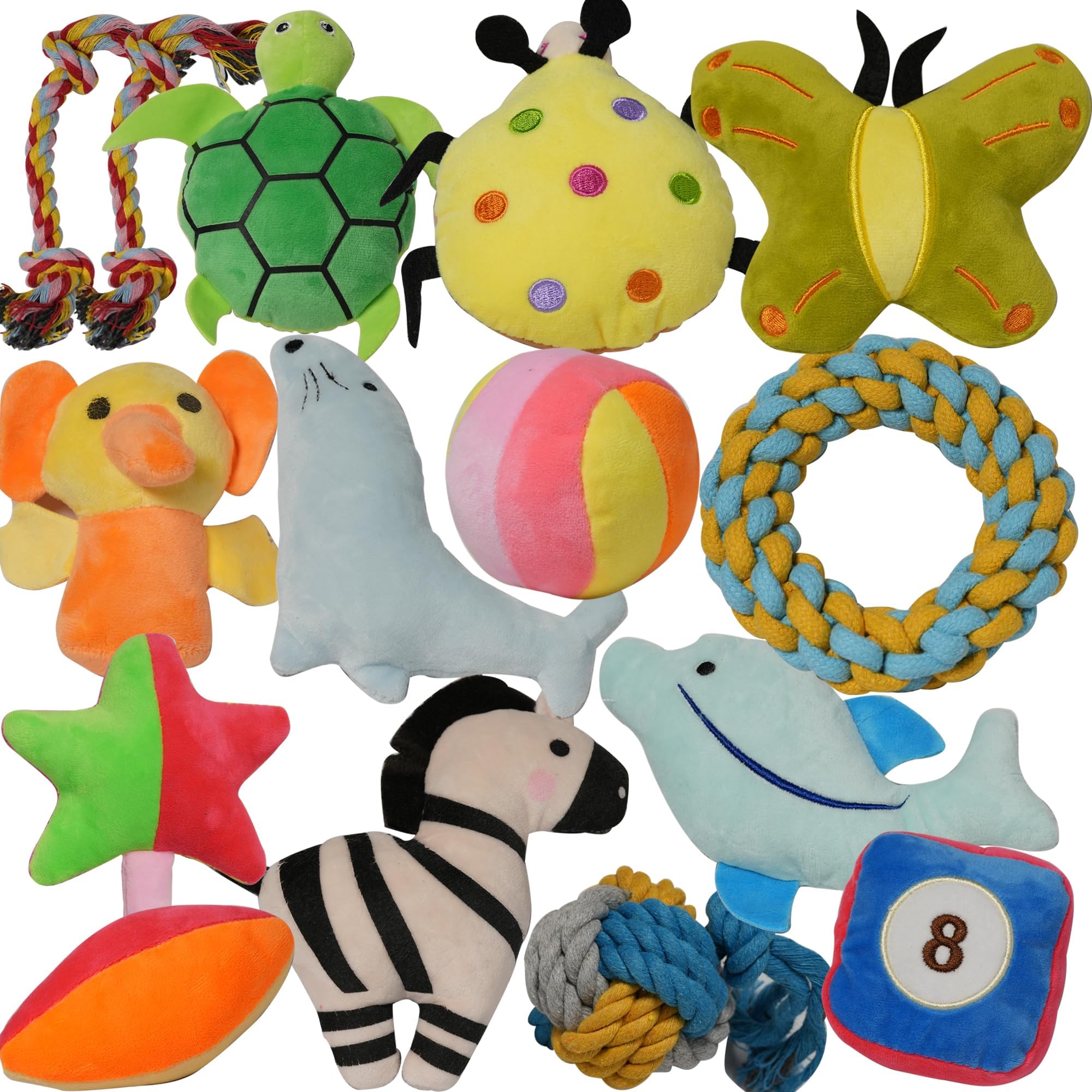 Szkokuho Puppies Pet Multiple Designs Rope Dog Chew Toys,Cute Stuffed Plush Puppy Squeaky Toys For Small Medium Dogs Interactive