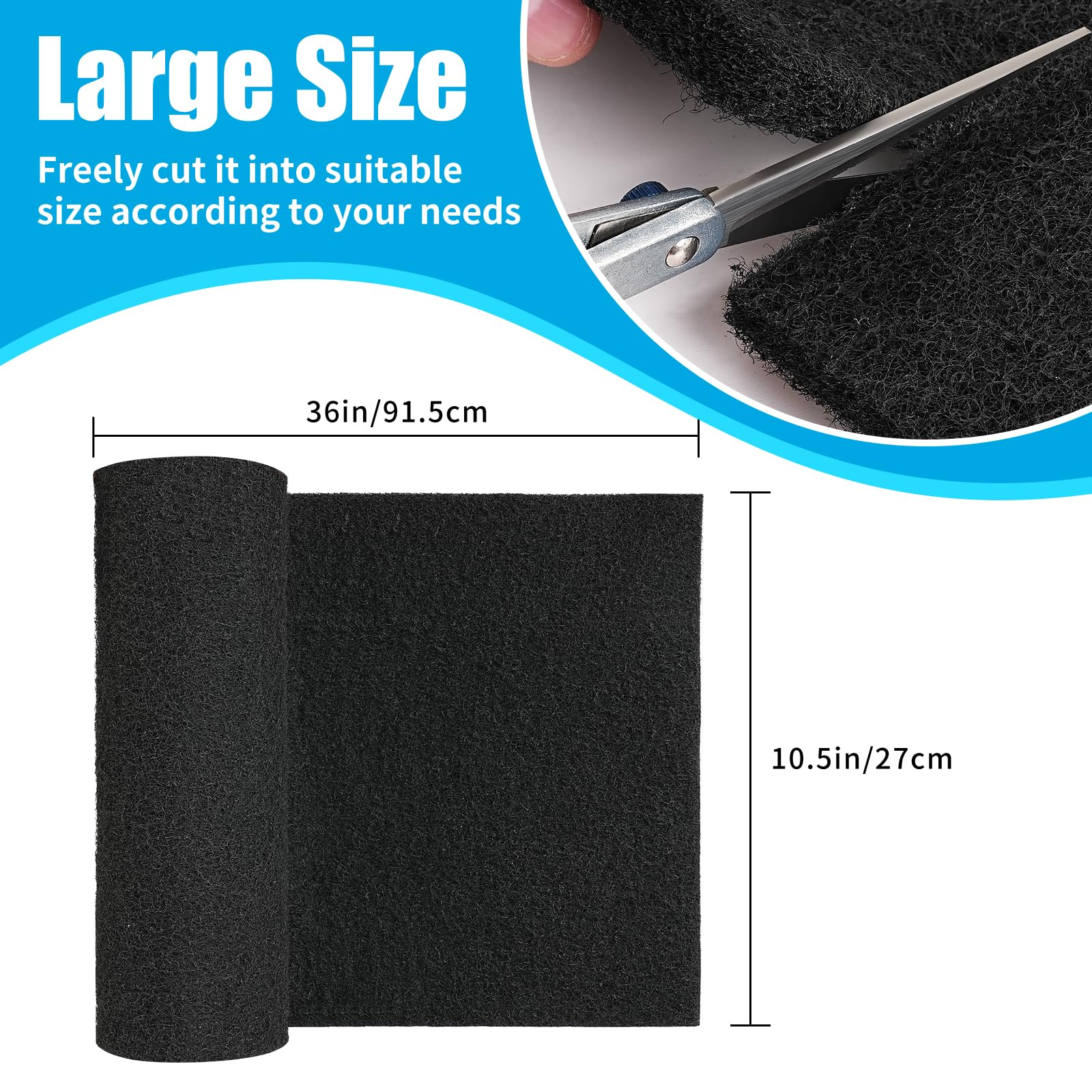 Aquaneat Aquarium Activated Carbon Filter Media Pad For Fish Tank Pond Canister Filter (10.5'' X 36'')