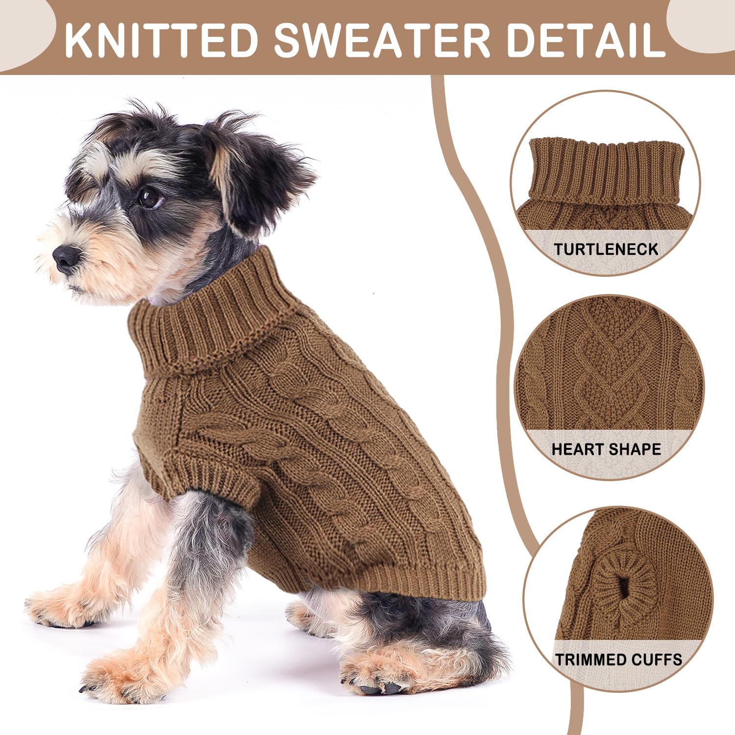 Small Dog Sweaters Dog Sweaters for Small Dogs Winter Dog Clothes for Chihuahua Warm Puppy Sweaters Cute Pet Clothes Turtleneck