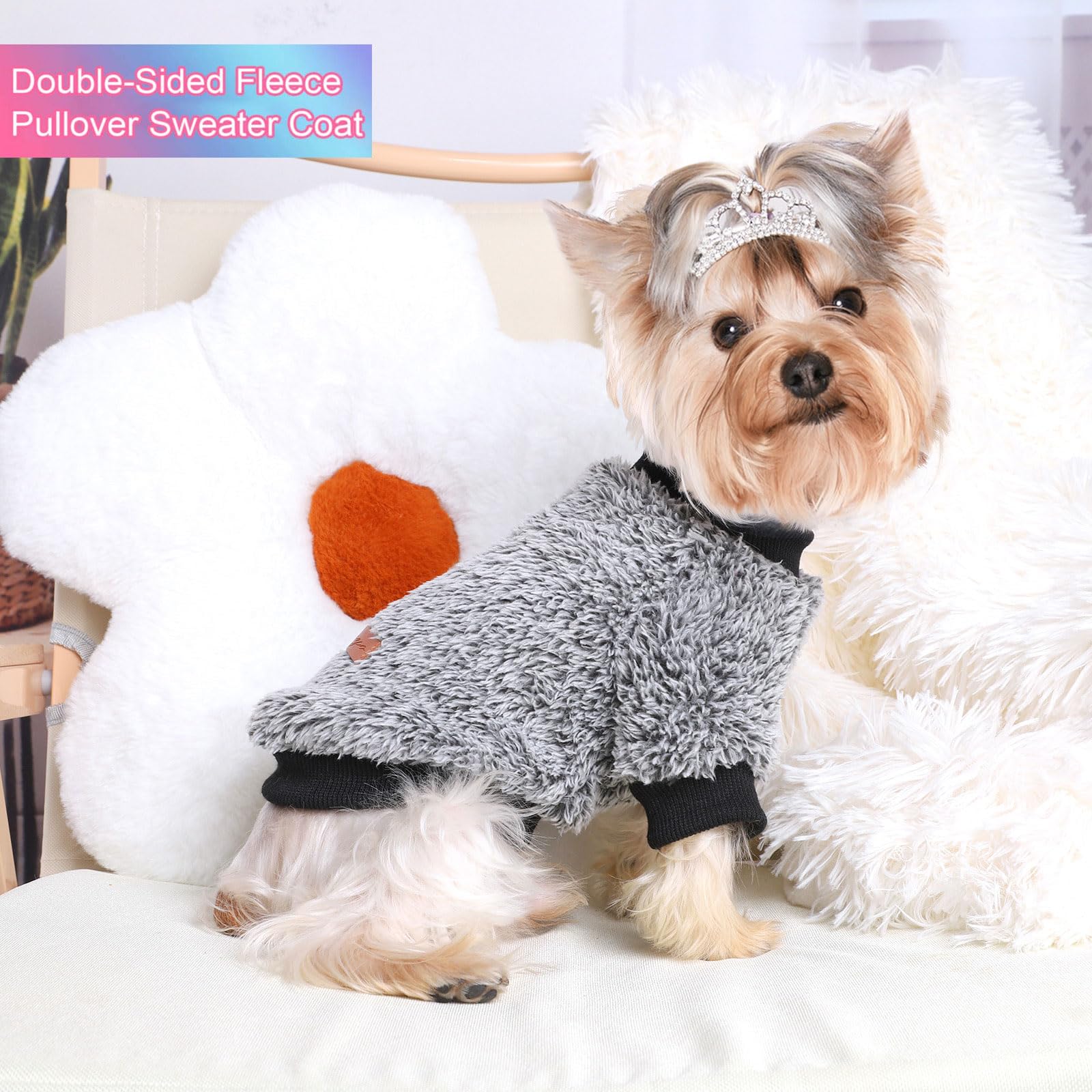 Kosiyi Glow Fleece Dog Clothes - Warm Pullover Dog Sweatshirt For Small Dogs, Winter Pet Coat, Cat Costume, Glow In Dark Female