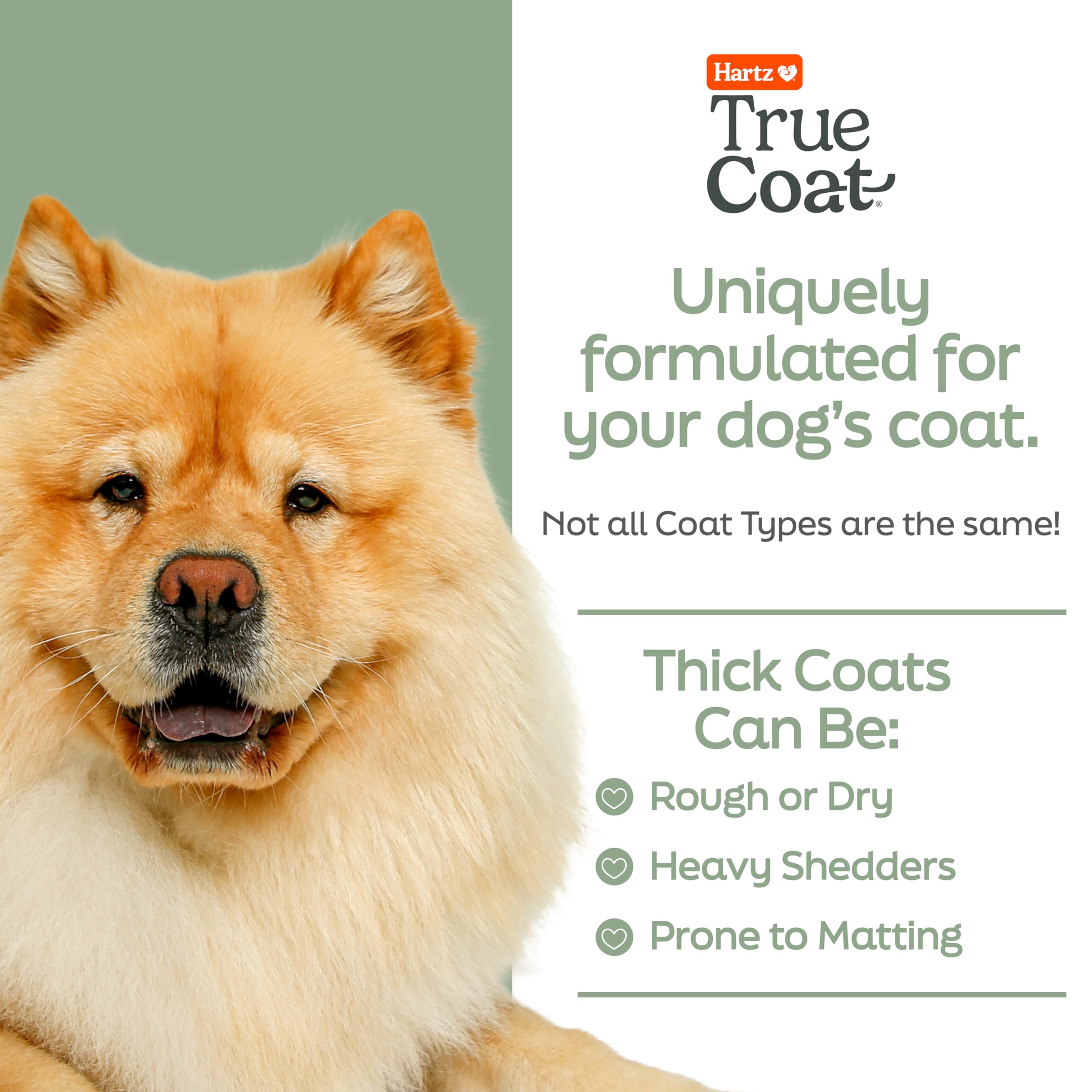 New! Hartz True Coat Thick Coat Specific Dog Shampoo, Desheds & Softens With Oat Milk, Coconut Oil & Aloe
