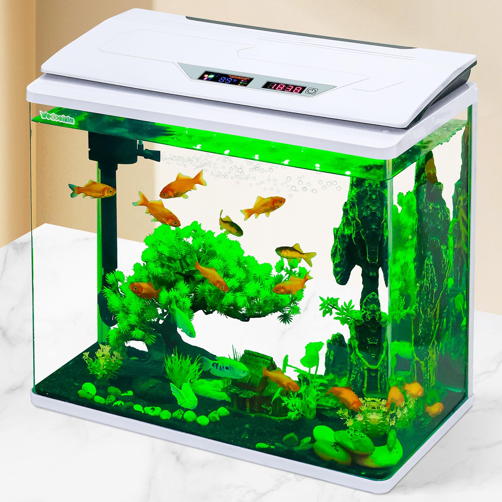 High-Transparency 11 Gallon Fish Tanks, Betta And Goldfish Tanks With Filter, Light, Seven-Color Led, Integrated Oxygenation, Fi