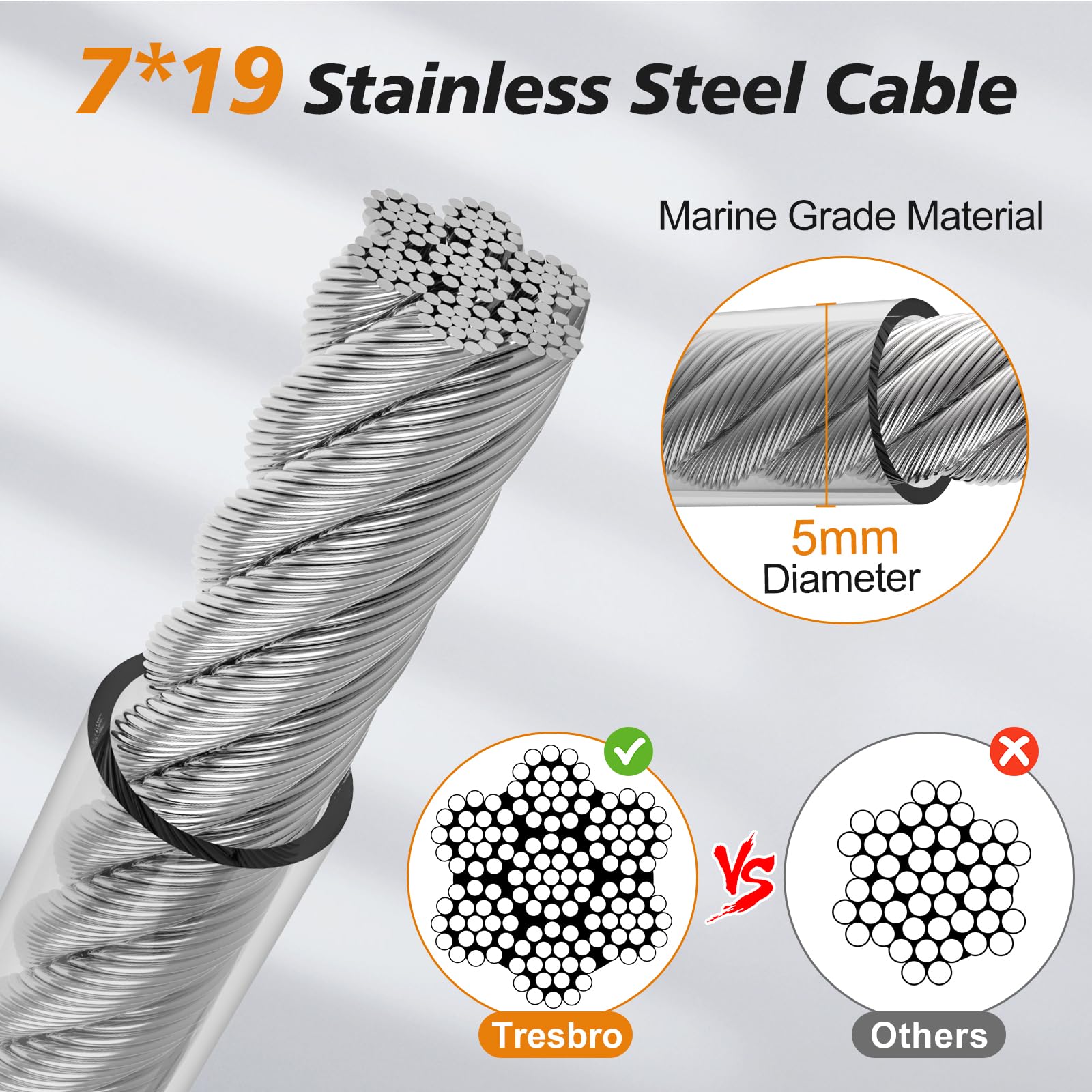 Tresbro 10 Ft Dog Tie Out Cable, Heavy Duty Dog Chains For Outside With Spring Swivel Lockable Hook, Pet Runner Cable Leads For Yard, Silver Dog Line Tether For Small Medium Large Dogs Up To 500 Lbs