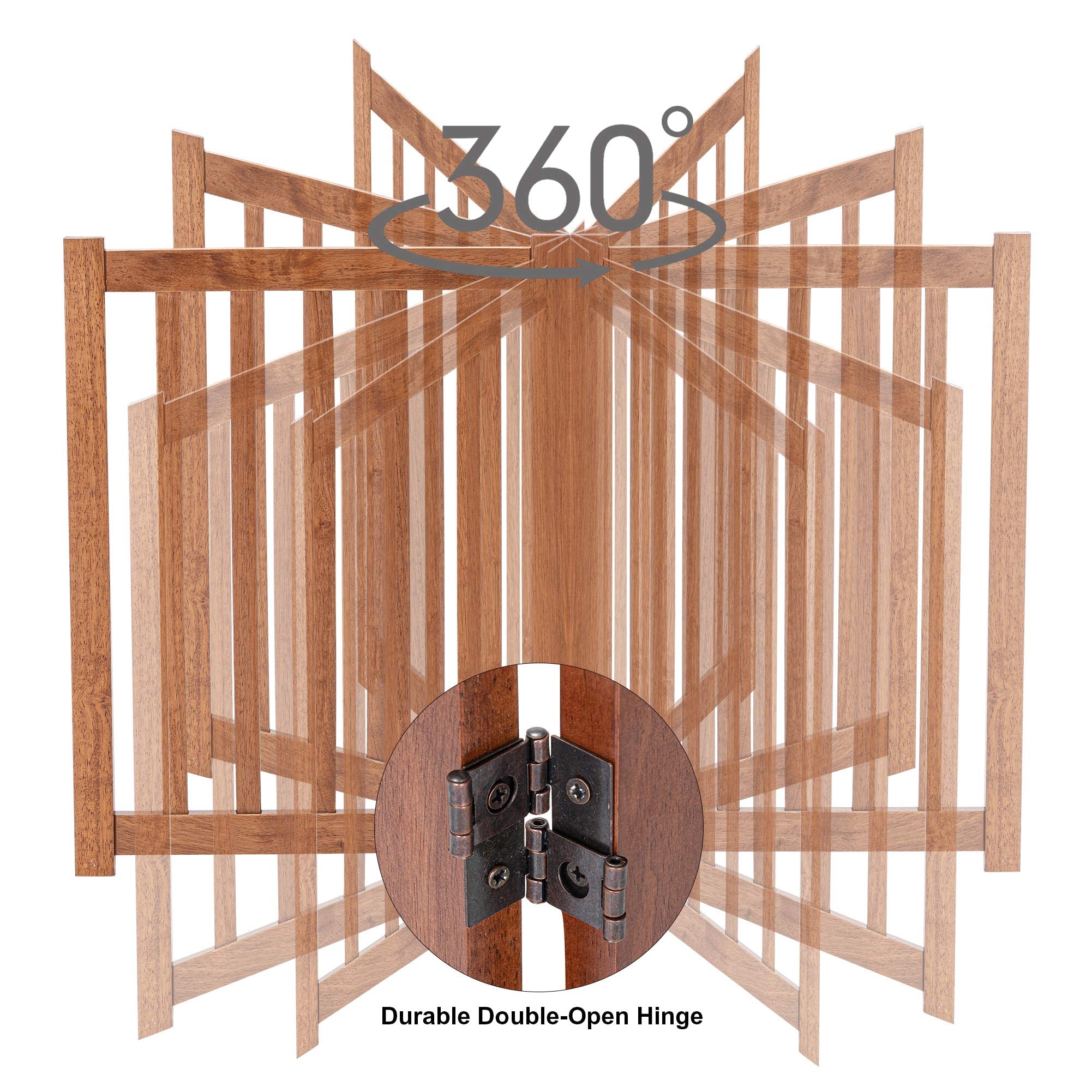 Lzrs Solid Hardwood Freestanding Pet Gate,Wooden Dog Gates For Doorways,Nature Wood Dog Gates For The House,Dog Gate For Stairs,Freestanding Indoor Gate Safety Fence,Oak,24' Height-4 Panels